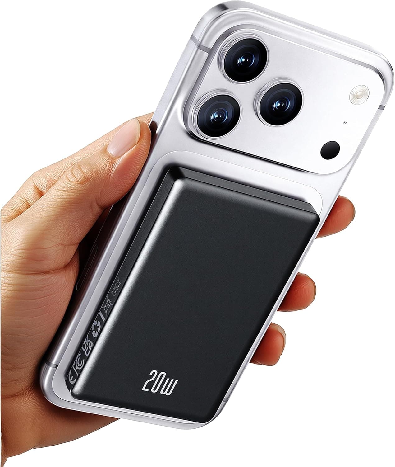 2026 for iPhone Magsafe Battery Pack, Ultra Slim Magnetic Power Bank Fast Charging, Wireless Portable Charger 10000mAh, 20W Powerbank Compatible with iPhone 17/16/15/14/13/12 Series,Metallic Black