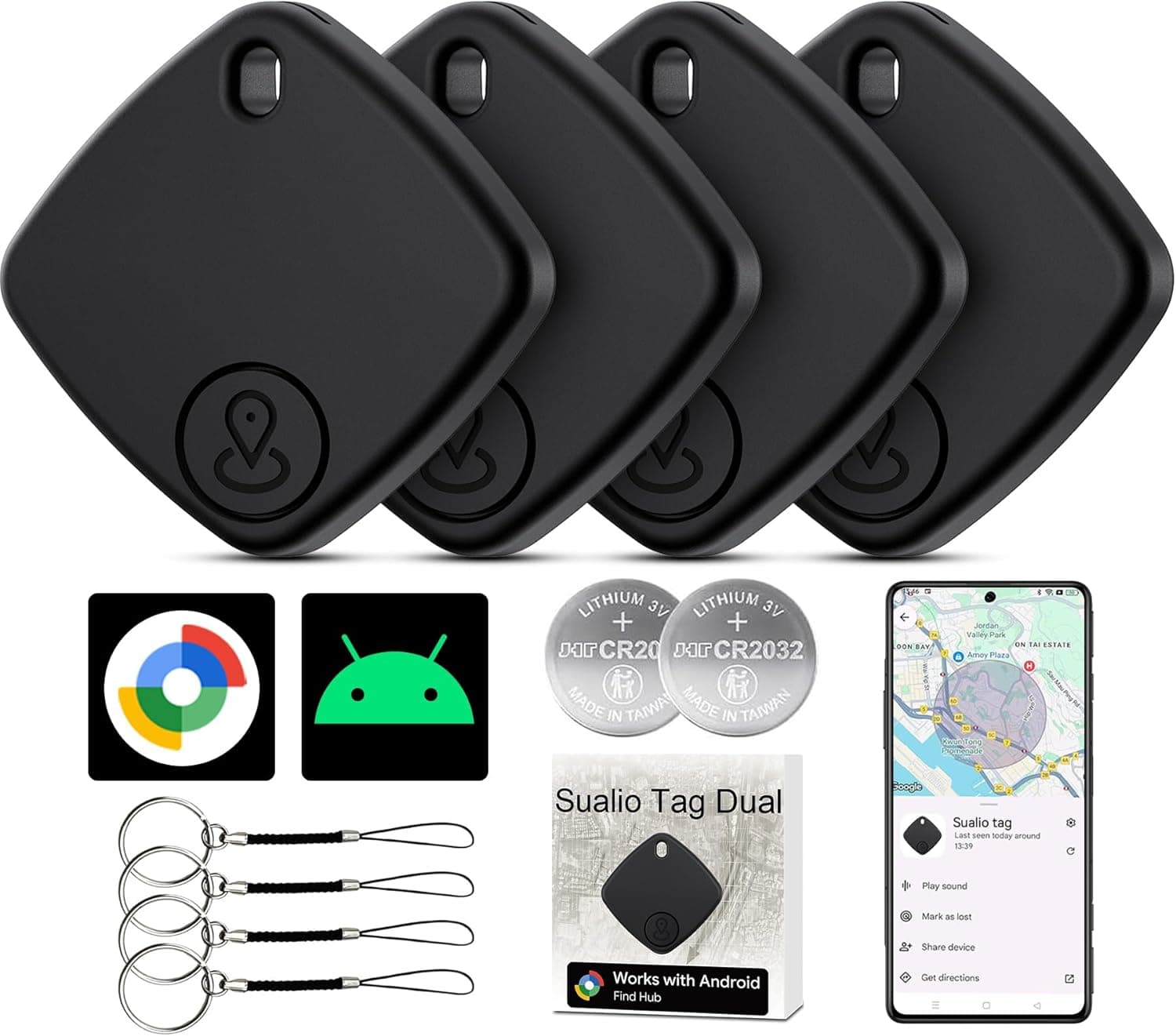 Air Tracker -4 Pack, 2026 New Bluetooth Tracker Tags, Android Tracker Tags Work with Google Find Hub Device App, Bluetooth Luggage Tracker for Keys, Backpack,Suitcase,Travel