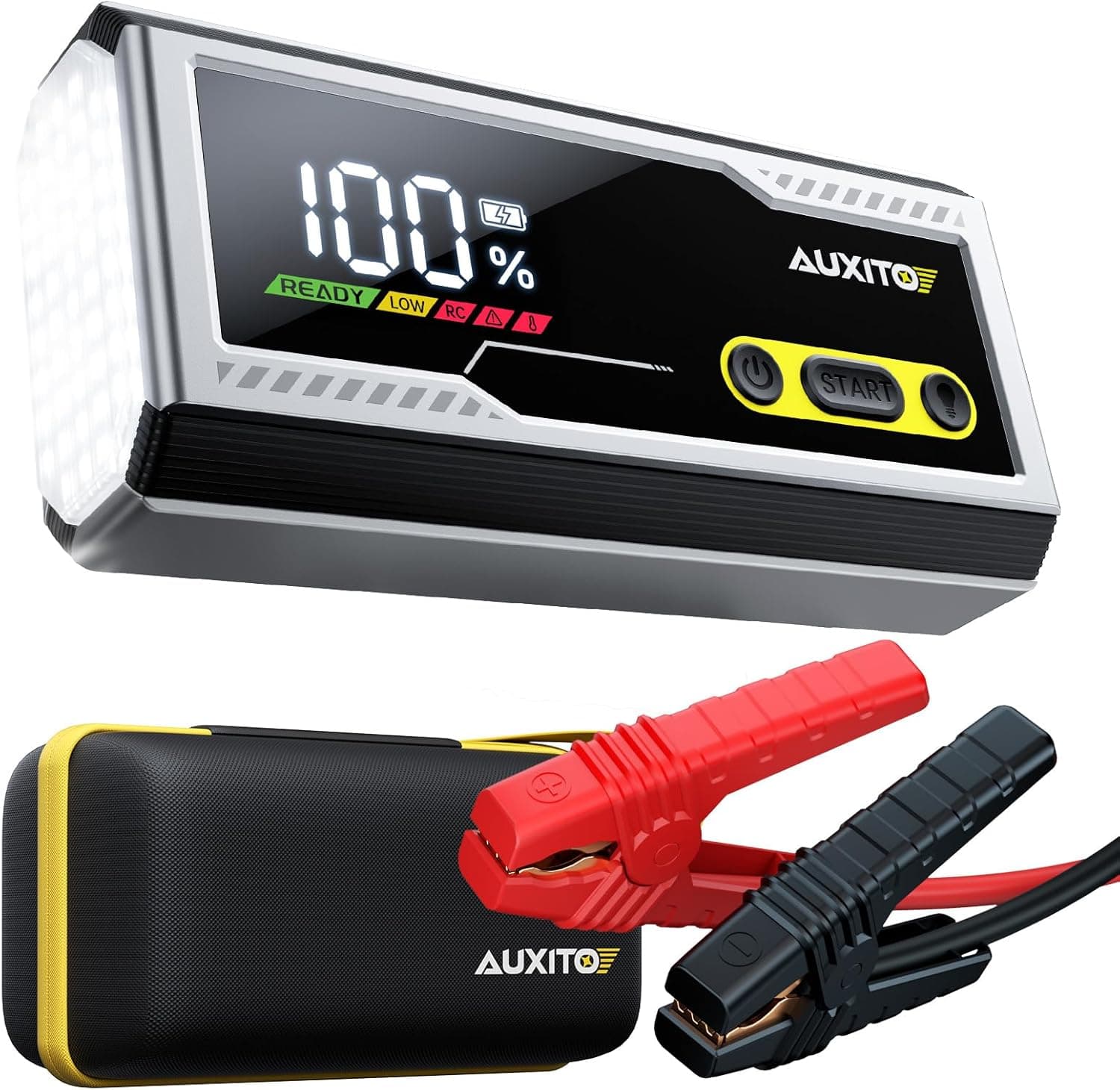 AUXITO Jump Starter 8000A Portable Car Battery Jump Starter with Large LCD Display Jump Cable with Smart Clamps Power Bank Emergency Flashlight for Cars Heavy Duty Jumper Box for Car Battery