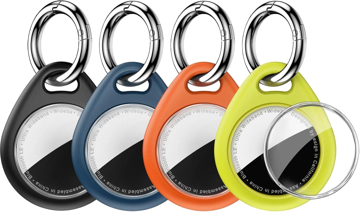 Waterproof Airtag Holder,4 Pack Airtag Keychain with Full Wrap Design,Airtags Case for Apple Airtag,Anti-Lost Air tag Accessories for GPS Item Finder Tracker,Bag,Key,Pet,Black/Blue/Orange/Green