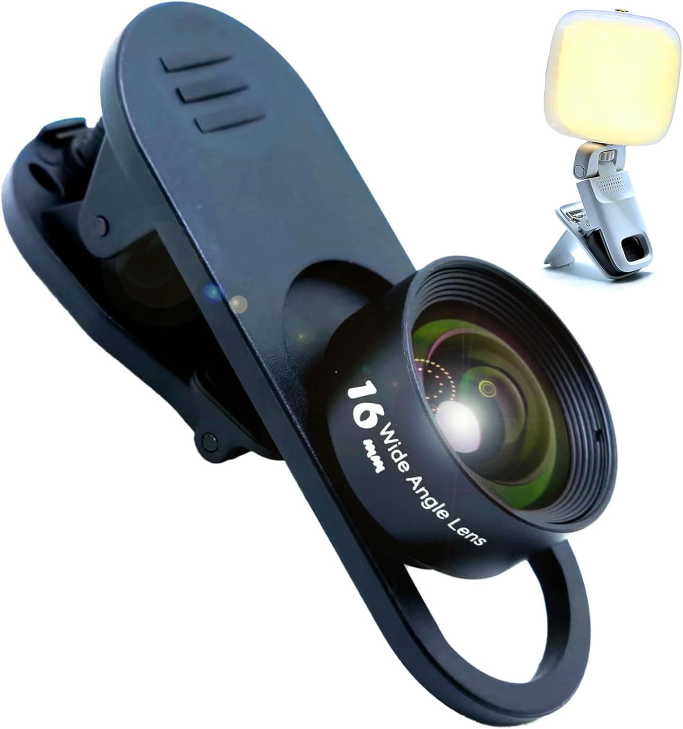 FotoZ Pro Lens kit with Rechargable LED Fill Light, Wide Lens, Macro, Clip for iPhone Android Smartphone Tablet for Vlogger, Tiktok, Video Conference, Lighting for Web cam with Clip on Selfie Light