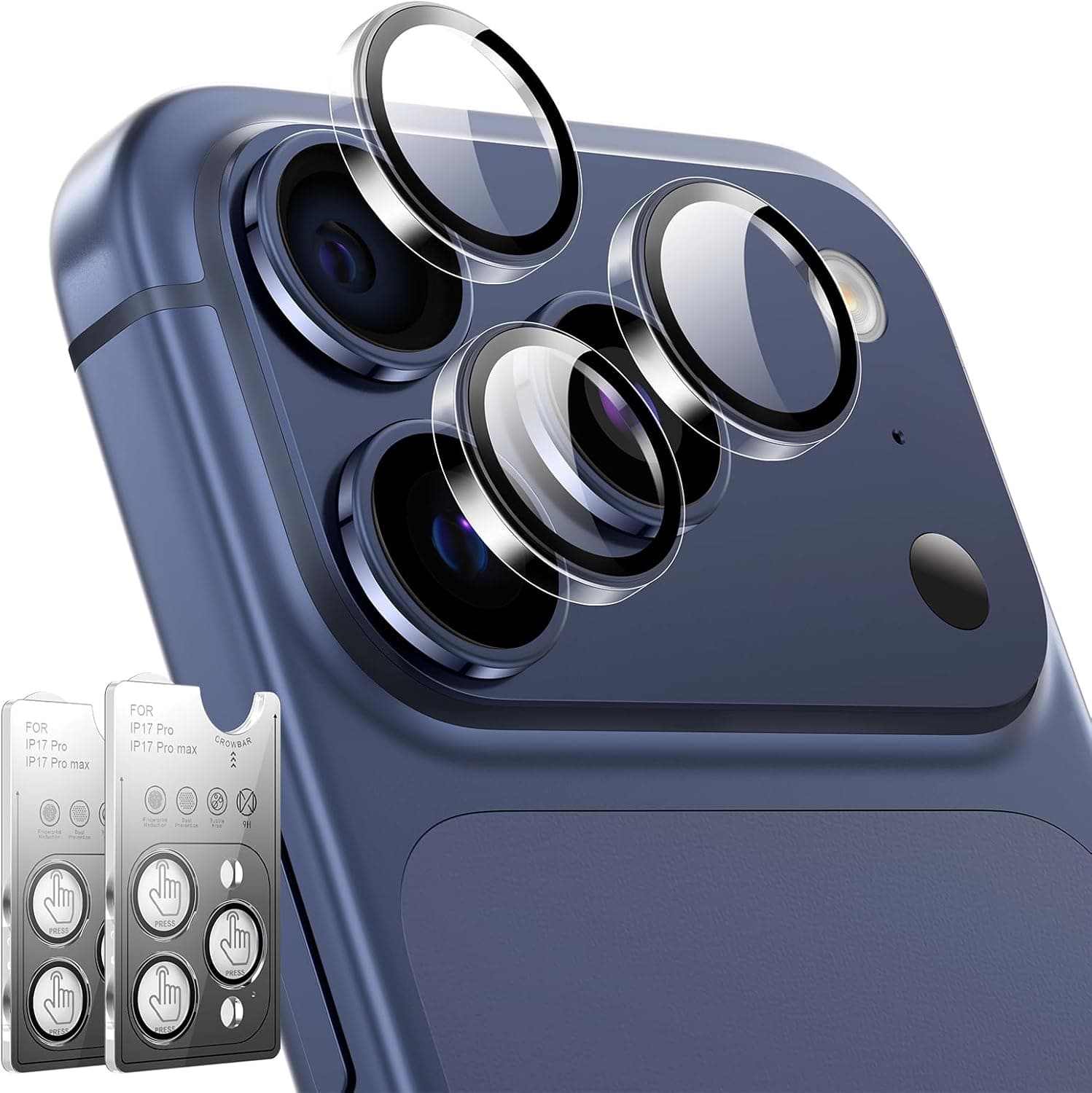 LK for iPhone 17 Pro/17 Pro Max Camera Lens Protector [Top 9H+ Military Grade Shatterproof] One-Click Installation, Ultra-Tough HD, Individual Lens Protectors Scratch-resistant, Clear