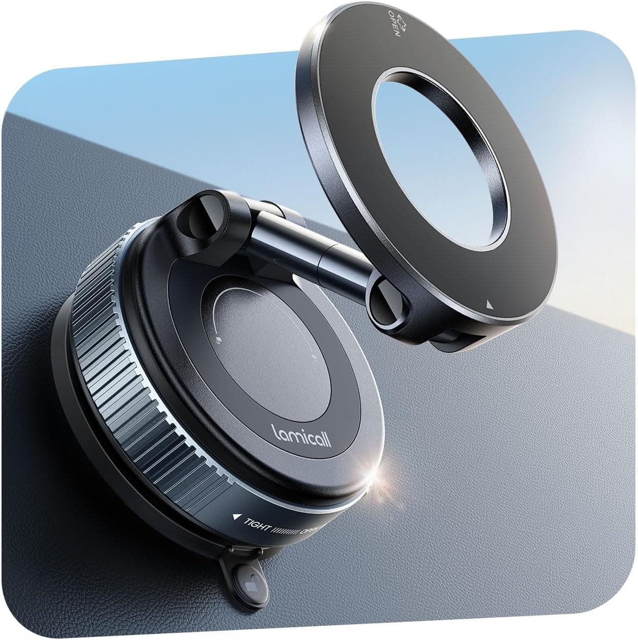 Lamicall Car Phone Holder - [70 LBS Strongest Suction] for Magsafe Car Mount, 360° Adjustable Suction Cup Phone Mount Dashboard Windshield Vacuum Magnetic Phone Holder for Car fit iPhone 17 16 Pro Max