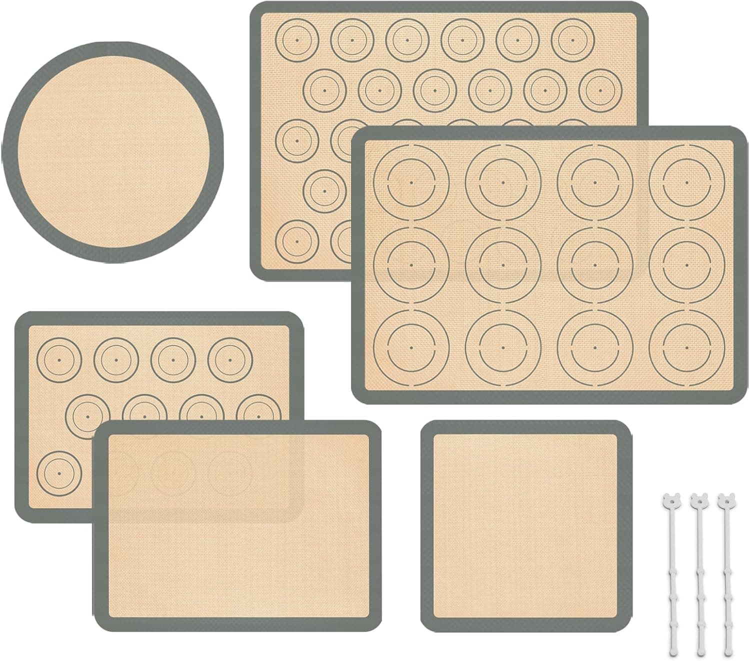 Silicone Baking Mat Set of 6, Silicone Mats for Baking, Baking Sheets Non Stick for Macaron, Cookie, Pizza, Bread and Pastry, Baking Supplies for Oven, Food Grade Reusable