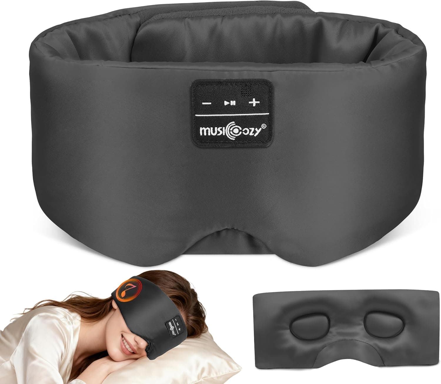 MUSICOZY 3D Silk Bluetooth Sleep Mask Headphones, Mulberry Silk Eye Mask with Ultra-Thin Wireless Speakers, Bluetooth 5.4 Sleeping Headphones for Side Sleepers, Music Sleep Mask Gifts for Men Women