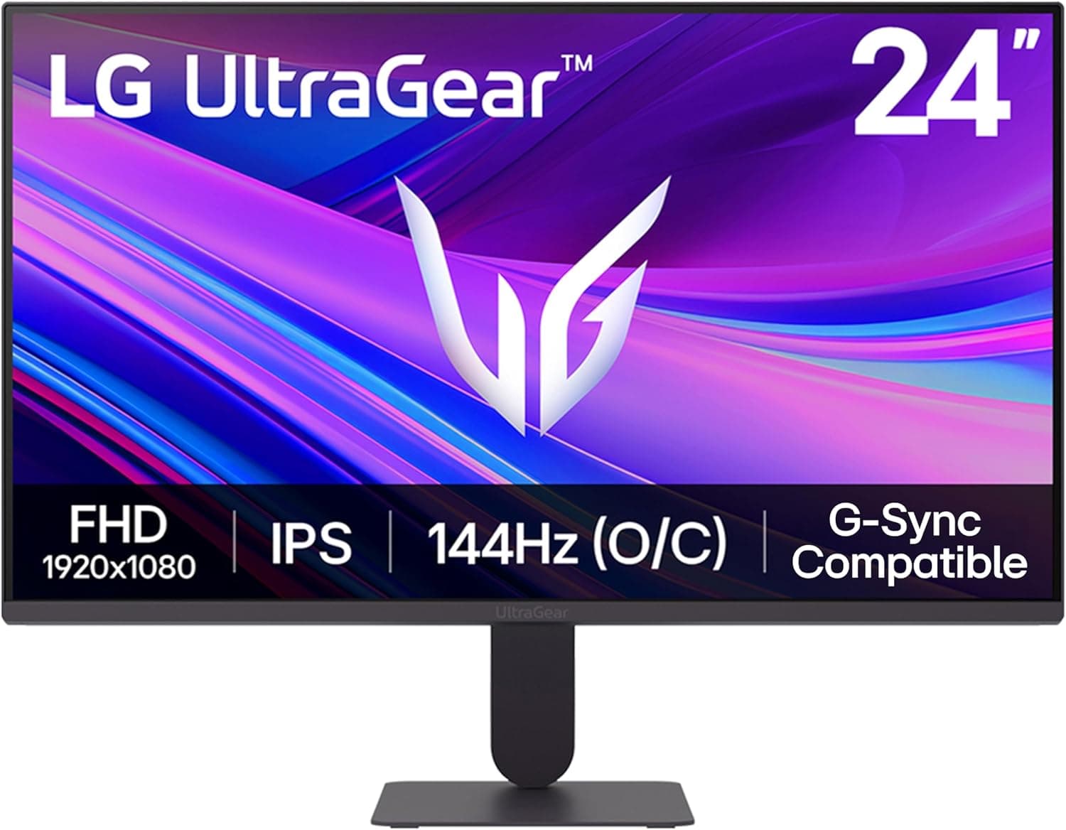 LG 24G411A-B 24-inch Ultragear Full HD (1920 x 1080) IPS Gaming Monitor, 144Hz (O/C), 1ms MBR, NVIDIA G-Sync Compatible, AMD FreeSync, HDR10, HDMI, DisplayPort, Slim Stand, Black