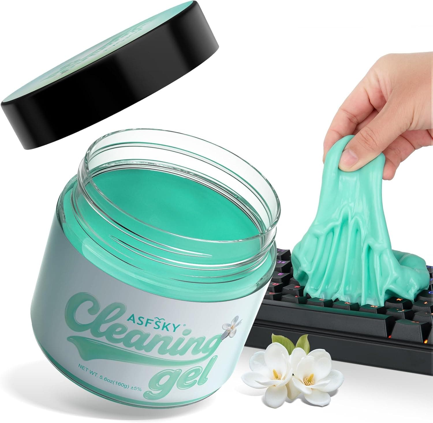 ASFSKY Car Cleaning Gel (Green,Magnolia) Cleaning Putty Universal Dust Cleaning Car Interior Cleaner Keyboard Dust Remover Car Slime Gifts for Men Women Girl Christmas Stocking Stuffers（1 Pack）