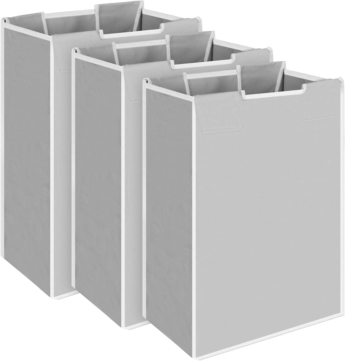 3 Pack Large Laundry Sorter Replacement Bags, Hamper Cart Removable Replacement, Laundry Storage Organizer-Replacement Bags, Gray, Square Shap