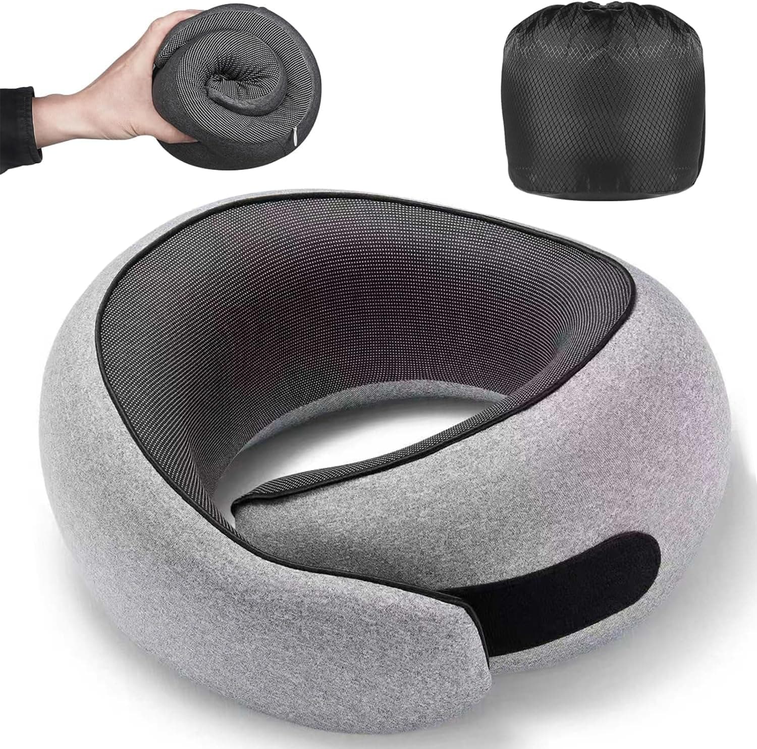 Travel Pillow, Memory Foam Travel Neck Pillow with Ergonomic 360° Support, Travel Essentials for Plane, Car, Train and Home, Max Gray