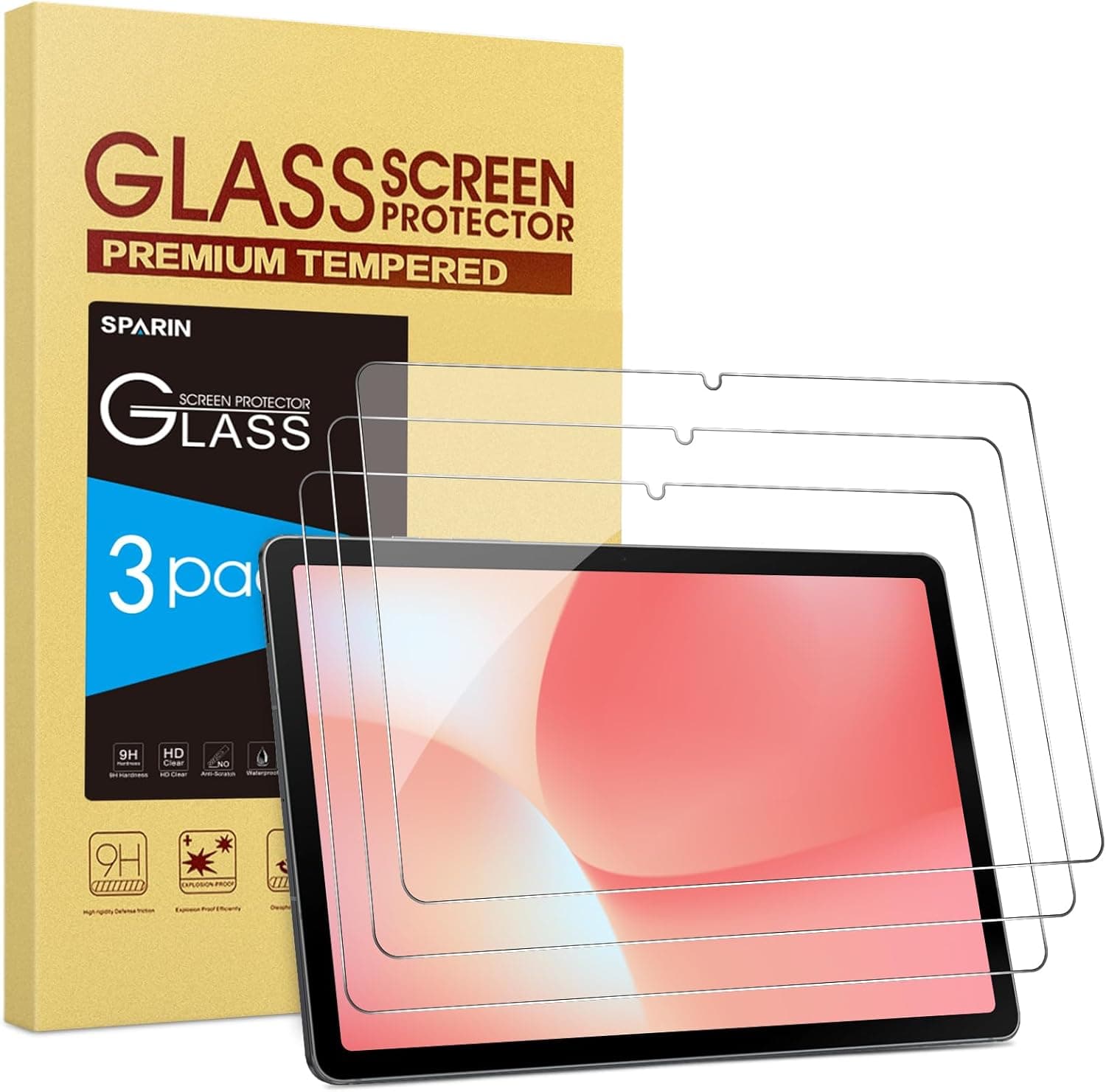 SPARIN 3 Pack Screen Protector for Samsung Galaxy Tab S11 / S10 Lite / S10 FE / S9 FE (11’’& 10.9’’ Tablet), Tempered Glass, Case Friendly Accessories, S Pen Compatible, Anti-Scratch