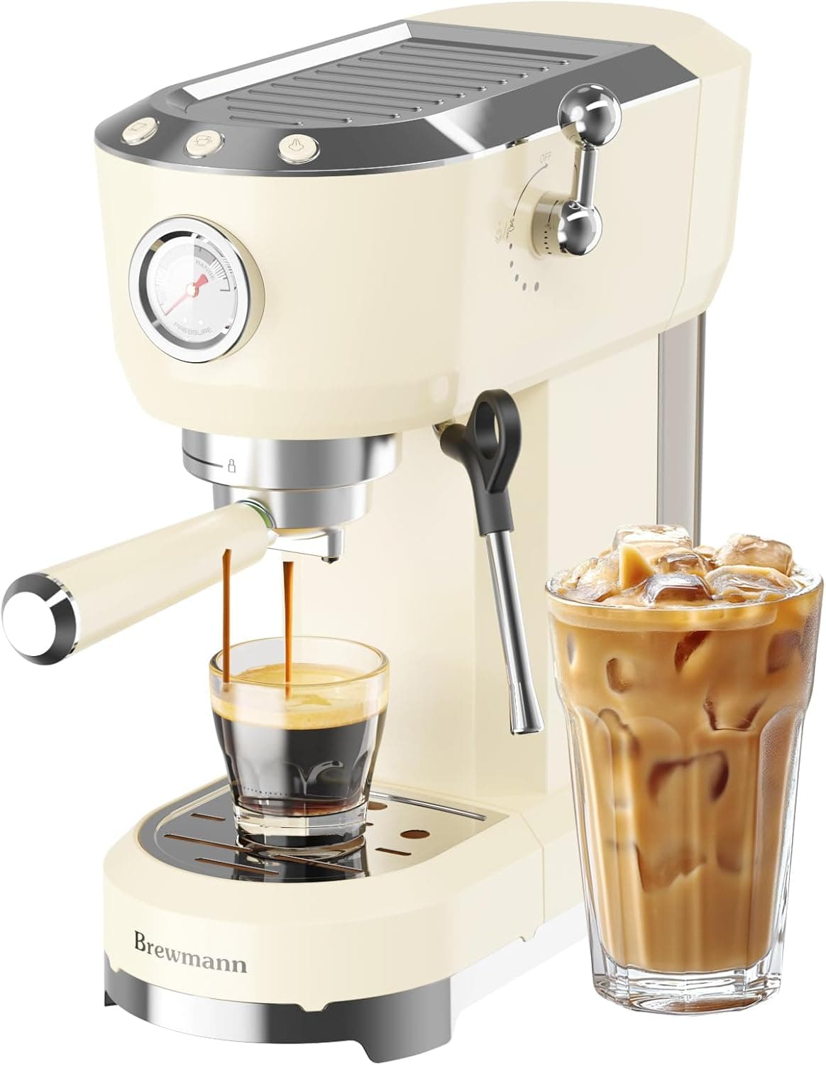 Espresso Machine 20 Bar, Latte and Cappuccino Machine with Steam Milk Frother, Fast Heating, Professional Espresso Maker for Home, 42oz Removable Water Tank, Cream