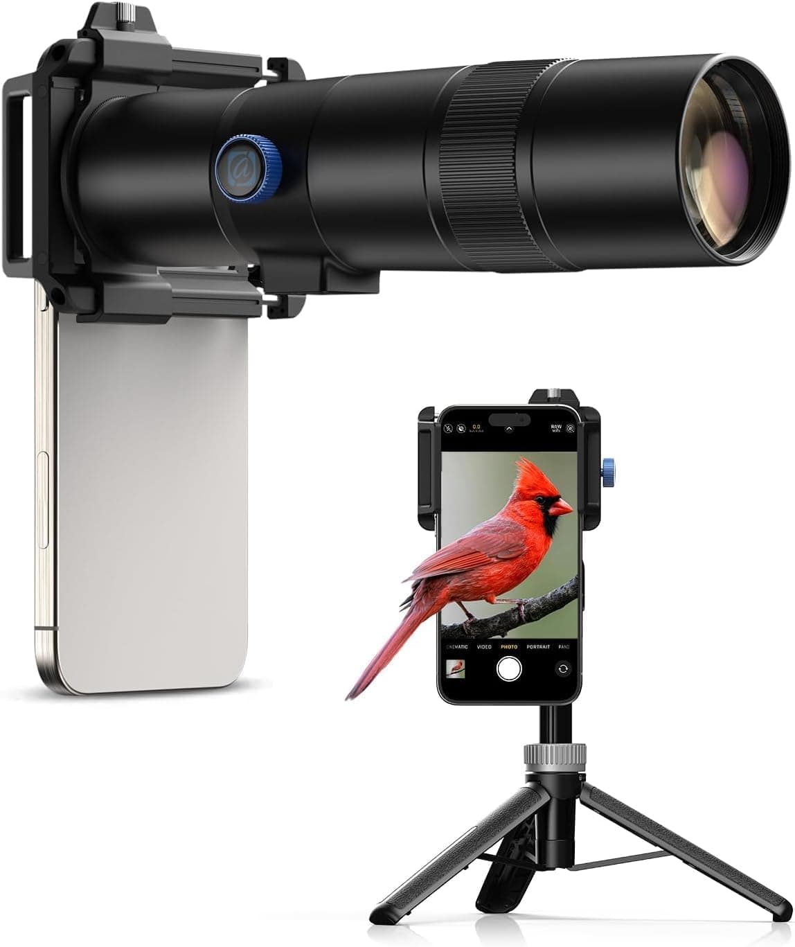 MIAO LAB 30X Telephoto Lens, High Power HD Telephoto Phone Lens with Adjustable Tripod and Universal Phone Clip, Phone Lens Attachment for iPhone & Android