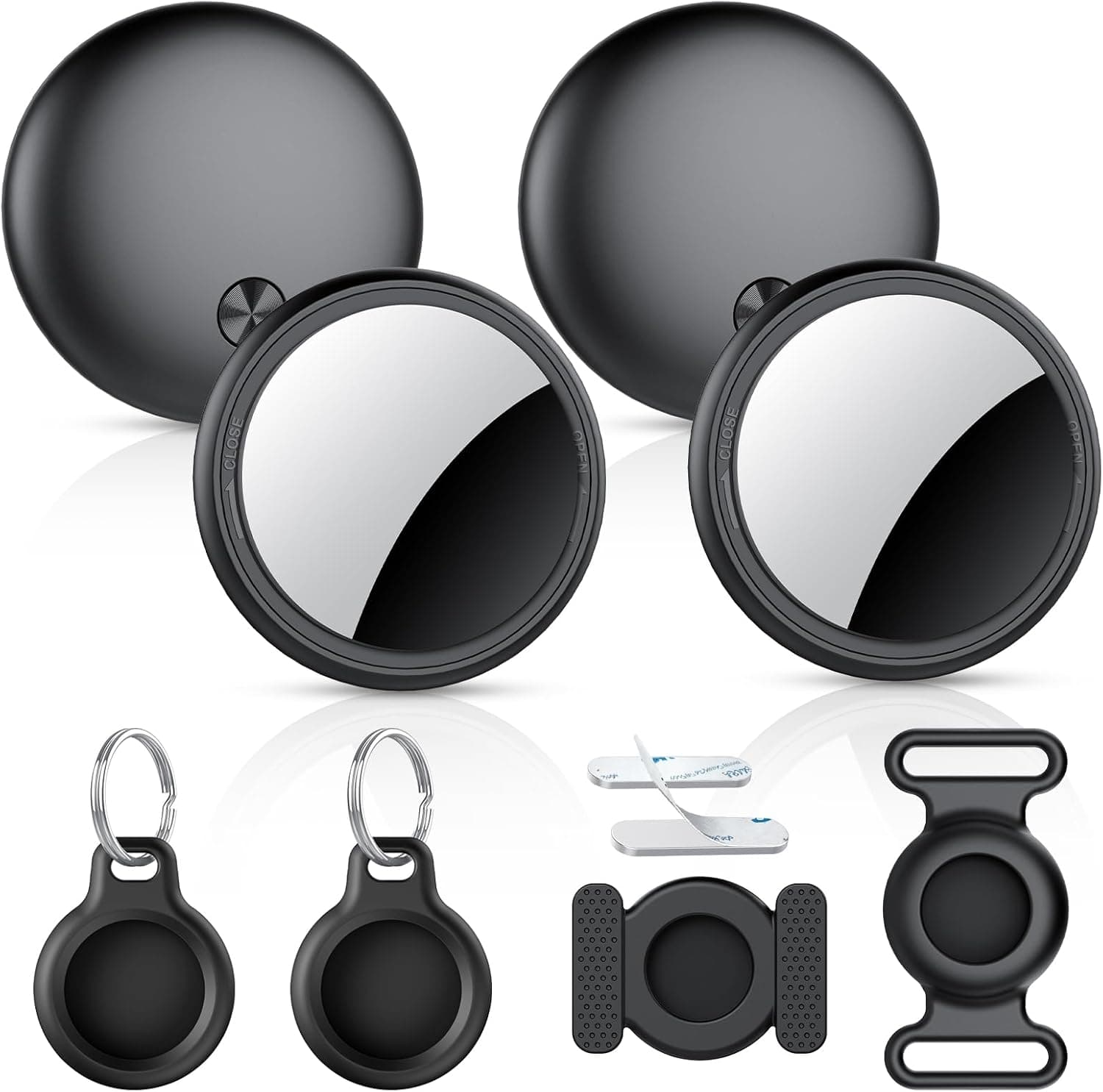 Air Tracker Tags-4 Pack, 2025 New [Apple MFi Certified], Bluetooth Tracker Work with Apple Find My (iOS Only), Replaceable Battery Last 2 Years,Item Finder for Luggage/Key/Suitcase,with Diverse Holder