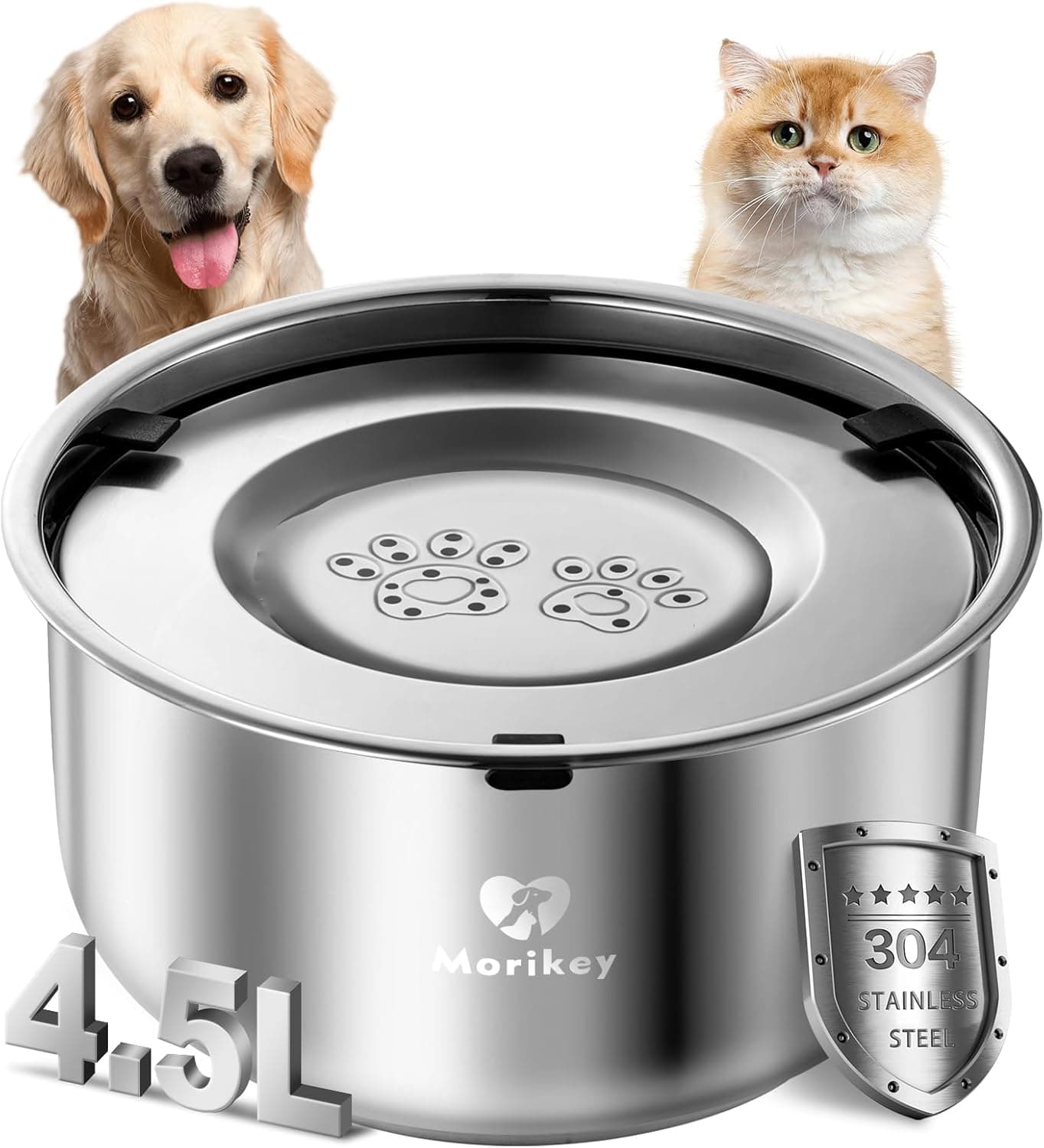 Dog Water Bowl No Spill, 4.5L/152oz Slow Drinking Dog Water Bowl, Stainless Steel Pet Water Dispenser with Floating Disk, Spill Proof & Dishwasher Safe