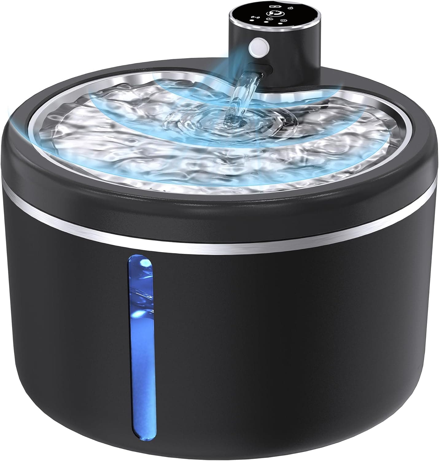 Cat Water Fountain Cordless, 108oz/3L Pet Fountains for Cats Indoor with Stainless Steel Tray, Battery Operated Cat Drinking Fountain with Motion Sensor, Ultra Quiet Pump with 2 Filters (Black)