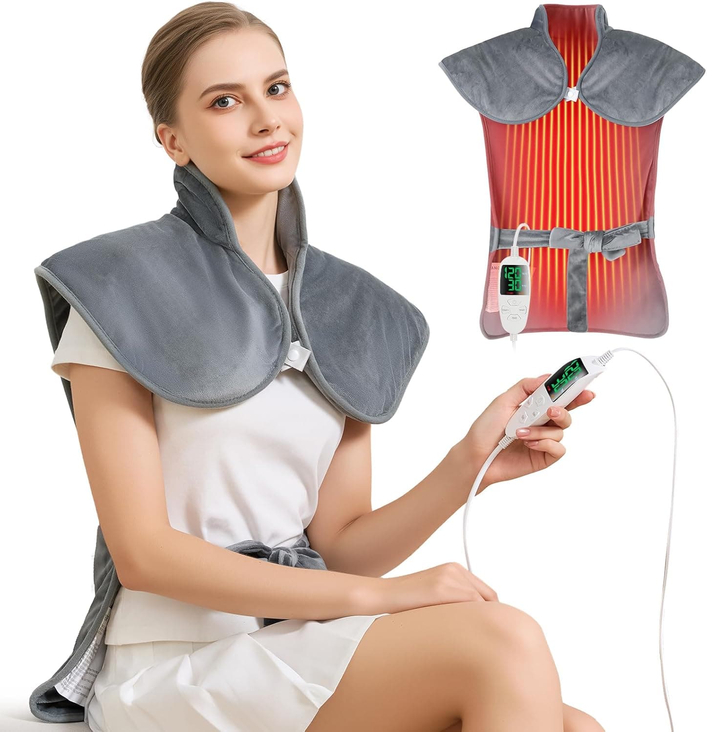 Electric Heating Pad for Neck Back Shoulder Pain Relief, Birthday Gifts for Women Men Mom Dad Elderly, 25"x37" Large Full Body Heating Pad for Menstrual Cramps - 5 Heat Levels/4 Timers/Auto Shut-Off