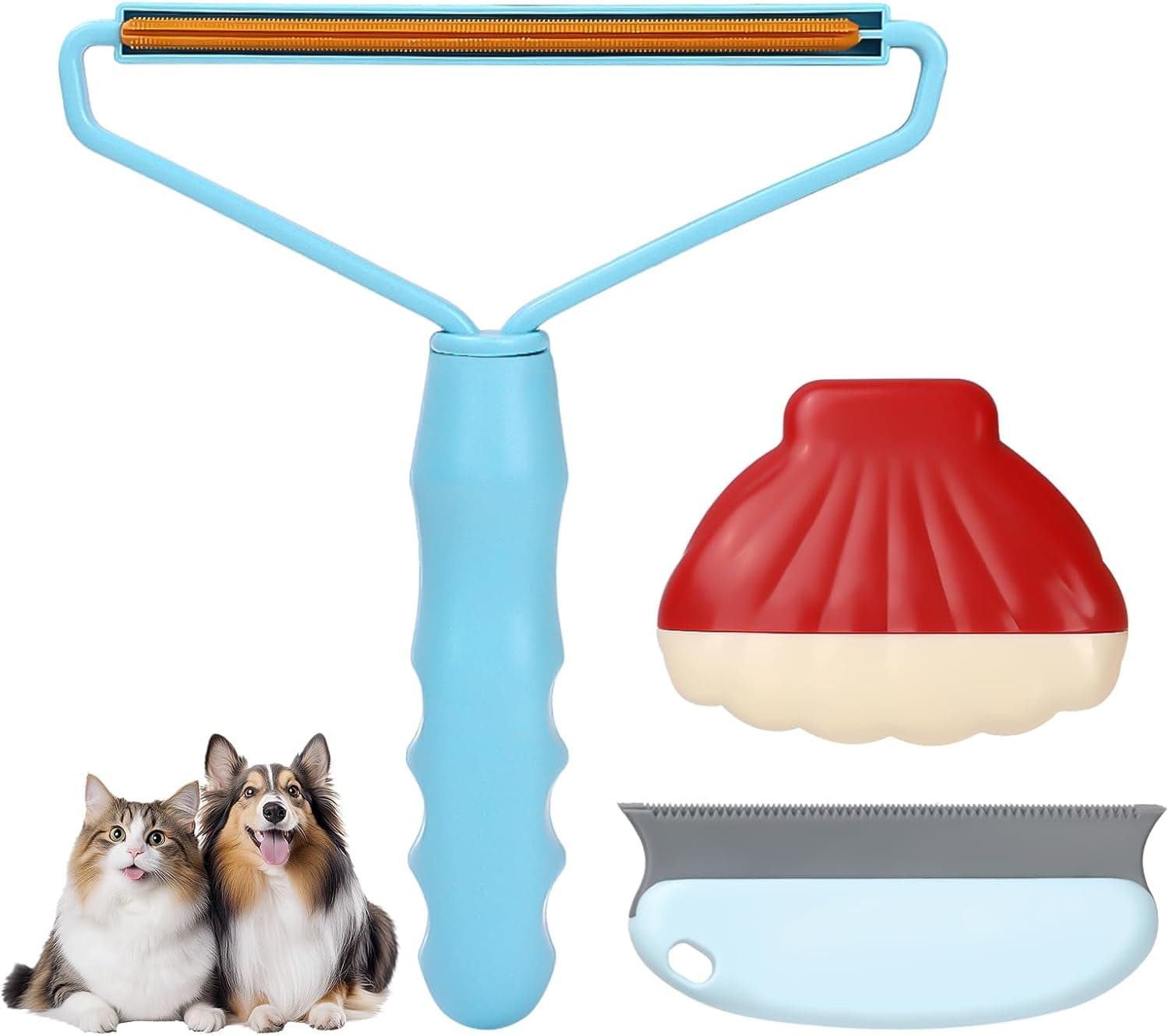 Pet Hair Removal Tool: 3 Pack Cat Dog Hair Removal, Reusable Lint Shaver Cleaner Portable Fur Remover Tool Carpet Scraper, Washable Lint Roller, Brush for Clothes, Car Mats, Couch, Pet Bed, Furniture