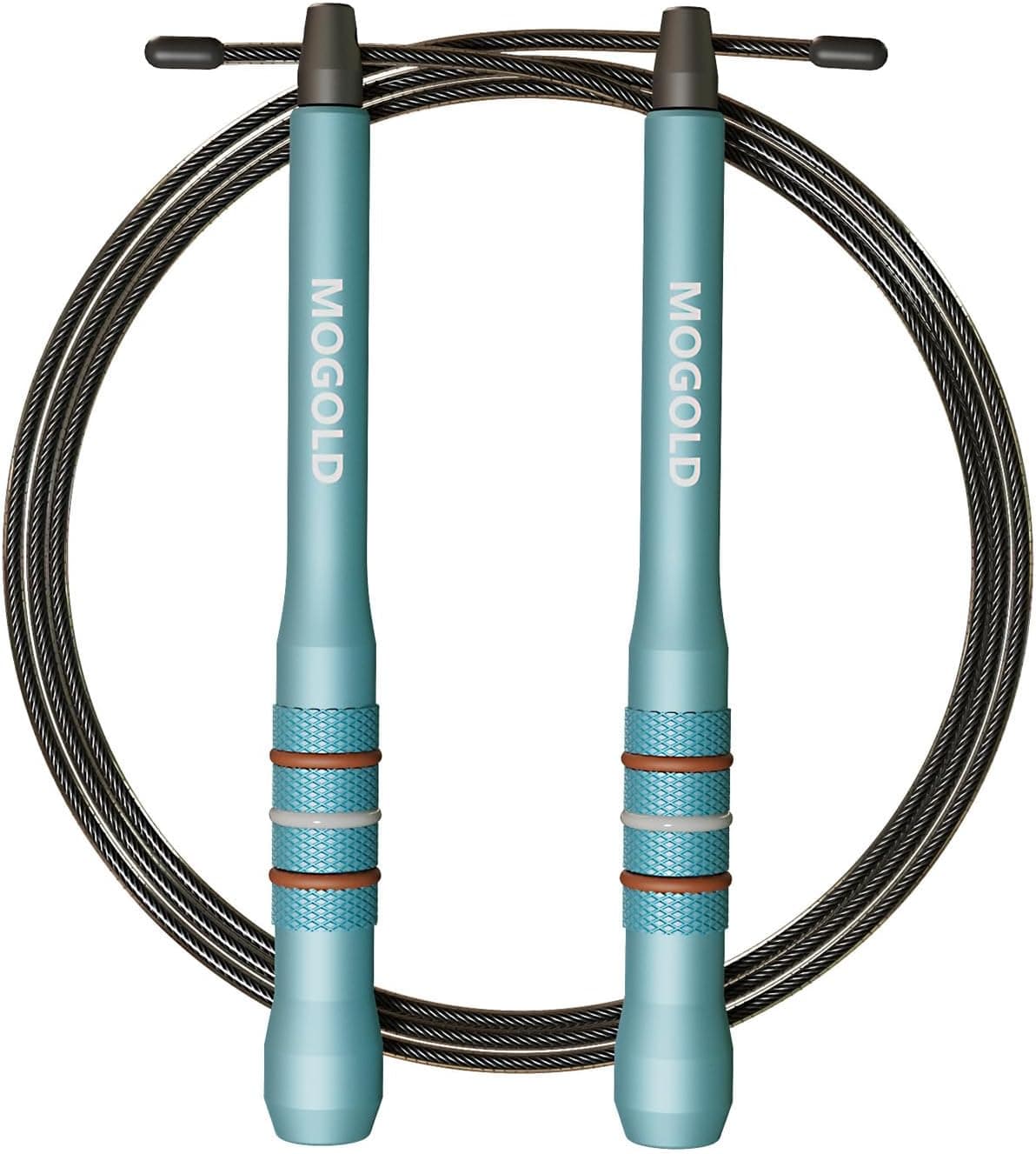Speed Jump Rope, Turquoise Aluminum Alloy Handles with PVC Steel Wire, 17cm Handle, 118-Inch Adjustable Rope, 360-Degree Rotation, Anti-Slip Grip for CrossFit