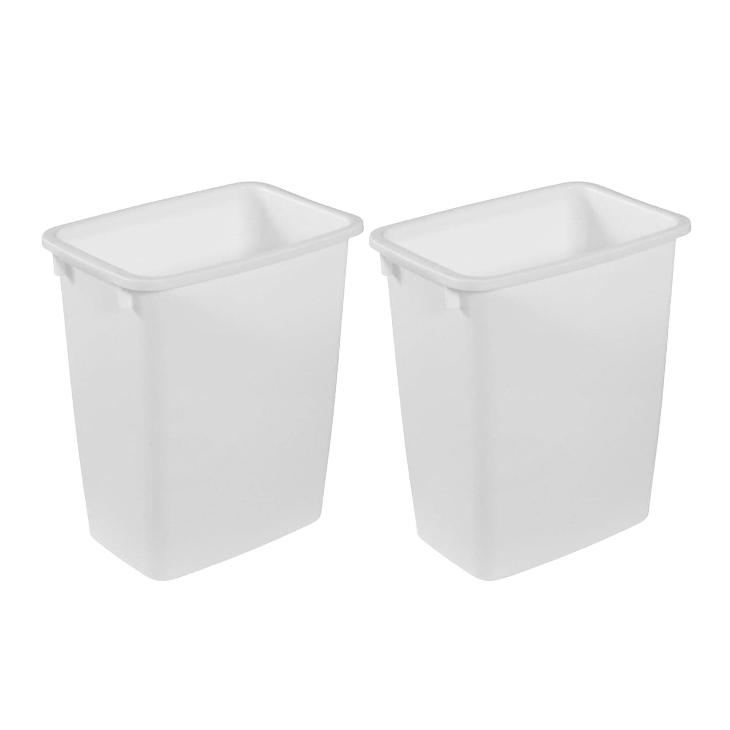 Rubbermaid 2 Pack Traditional Open Top Waste Basket Indoor Trash Bin Container for Bathrooms, Kitchens, and Home Office, 21 Quart, White