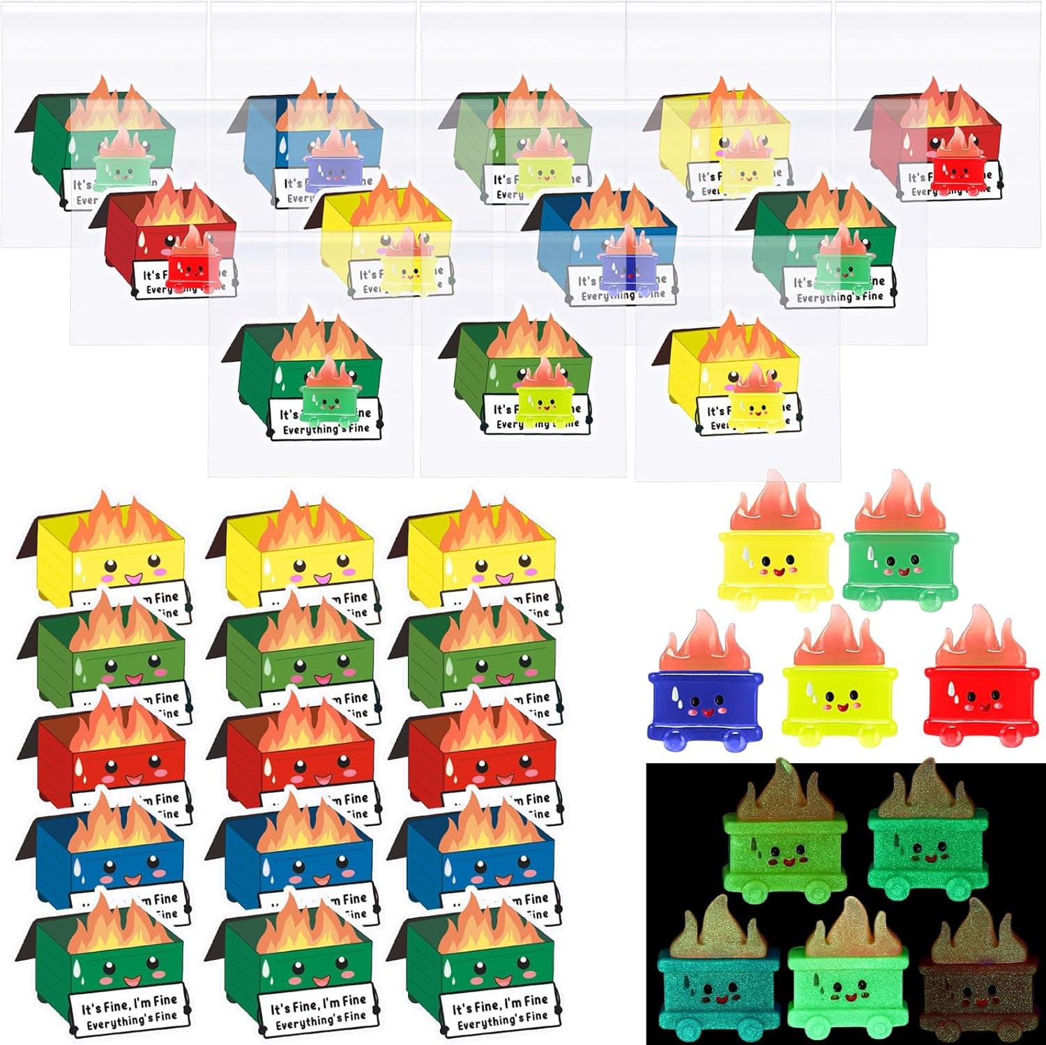 20 Set Christmas Dumpster Desk Accessories Glow Mini Resin Dumpster Ornament Emotional Desk Appreciation Gifts for Office Team Nurse Practitioner Employee Coworkers (Colorful)