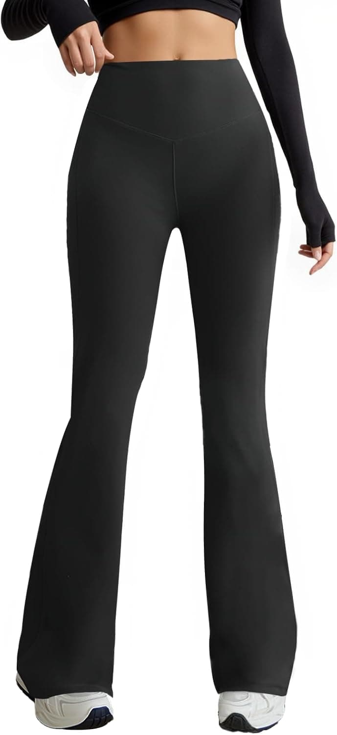 Flare Leggings for Women High Waist Yoga Pants with Pockets Tummy Control Workout Gym Bootcut Leggings