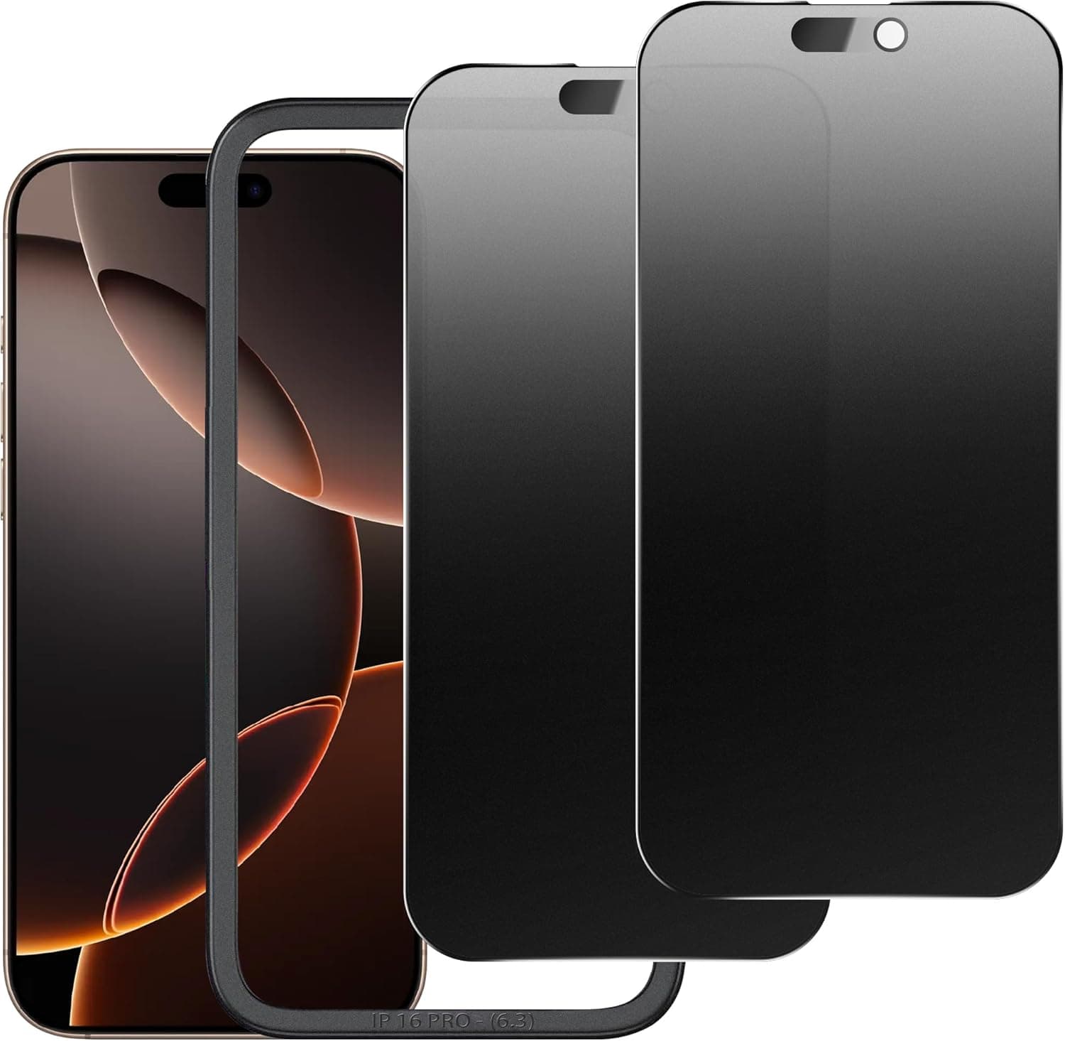 2 Pack Matte Privacy Screen Protector for iPhone 17/16 Pro 6.3",Anti-Glare Anti-Spy Scratch Resistant Tempered Glass Film,Smooth Responsive Touch Anti-Scratch Glass，Easy to Install