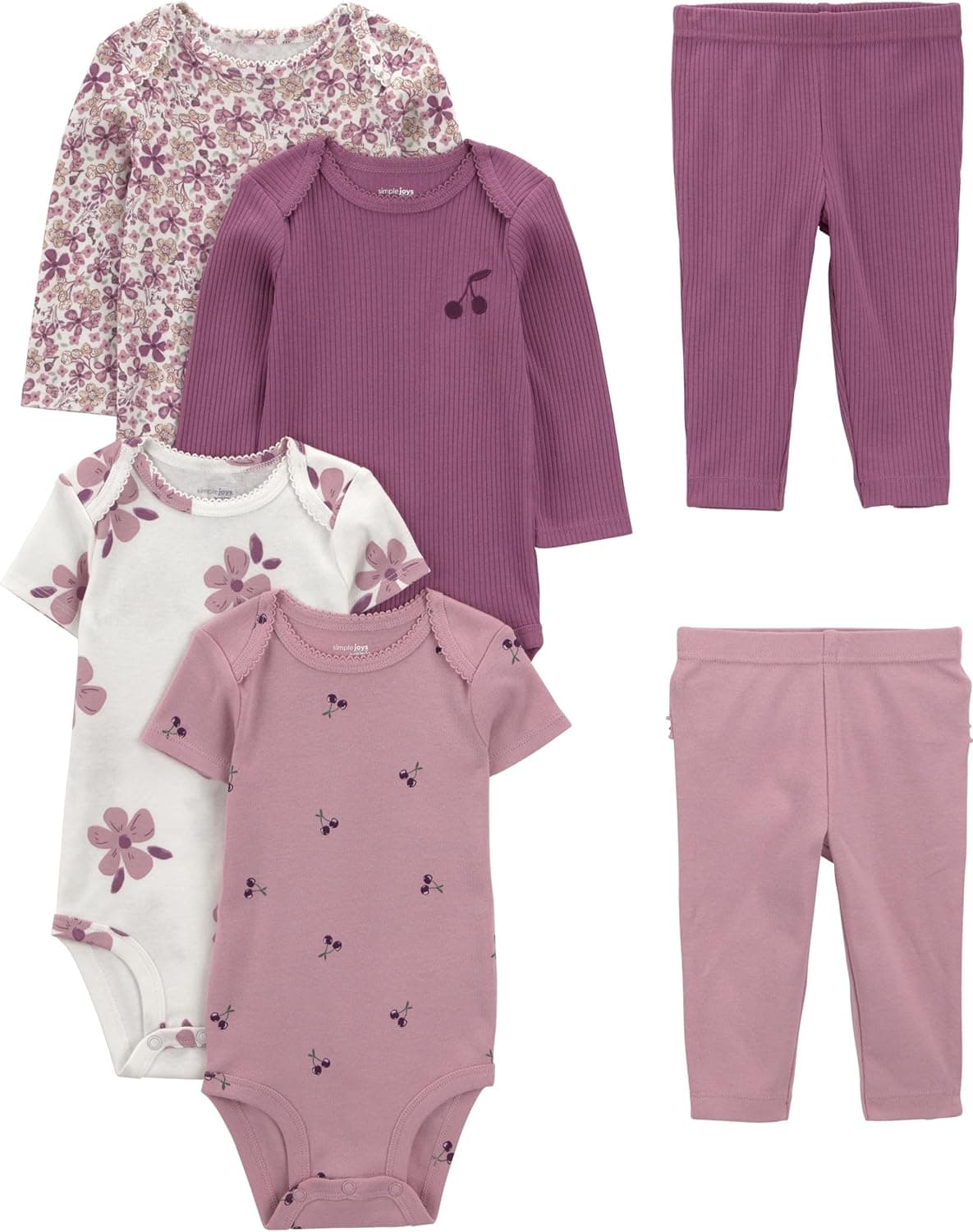 Simple Joys by Carter's baby-girls 6-piece Bodysuits (Short and Long Sleeve) and Pants Set
