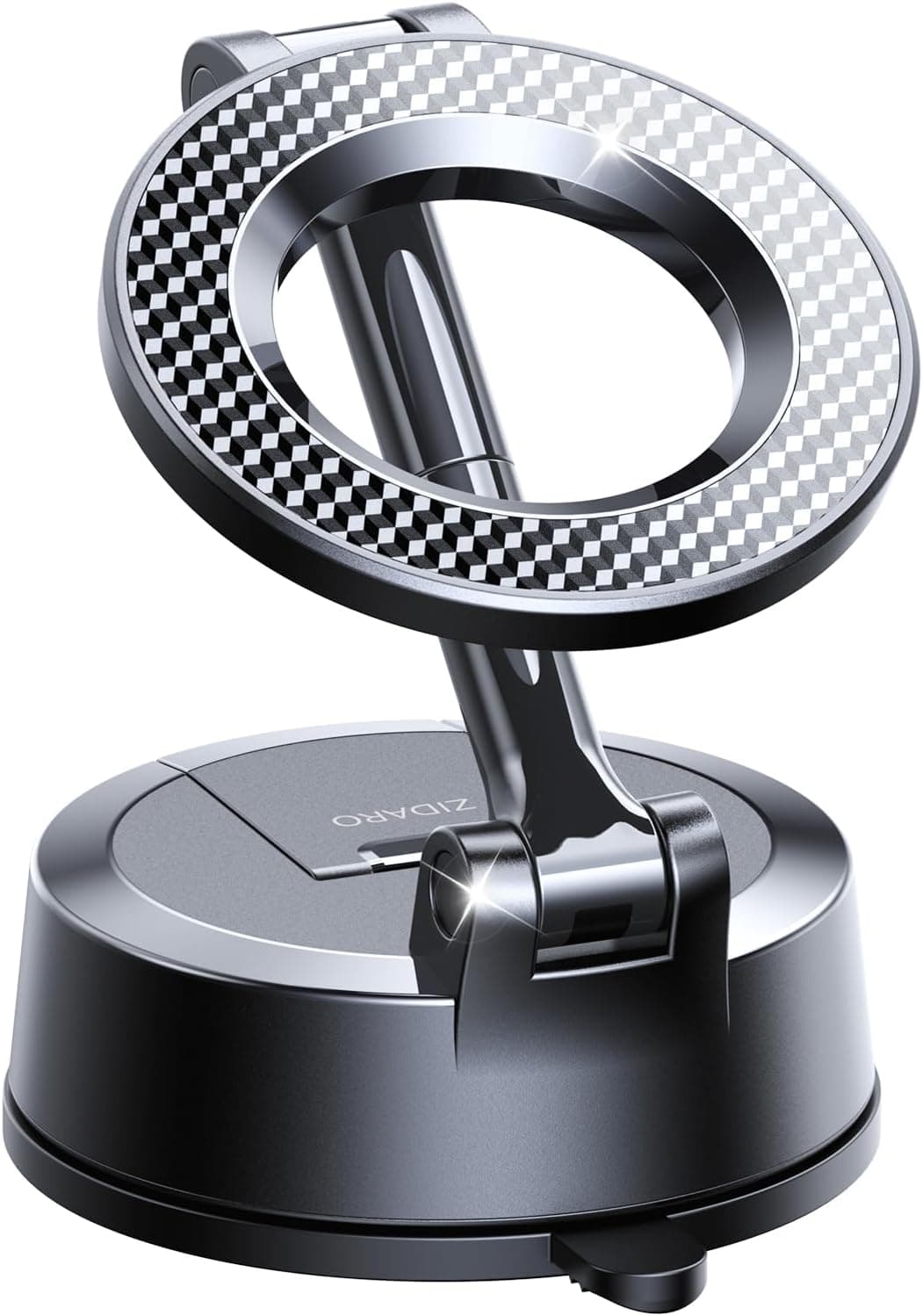 Vacuum Magnetic Car Phone Holder, 360°Adjustable, Compatible with iPhone 12-17 Series & Dashboard Mount & Tesla, 80+LBS Strong Suction Cup Phone Holders for Your Car, MagSafe-Compatible (Carbon Fiber)