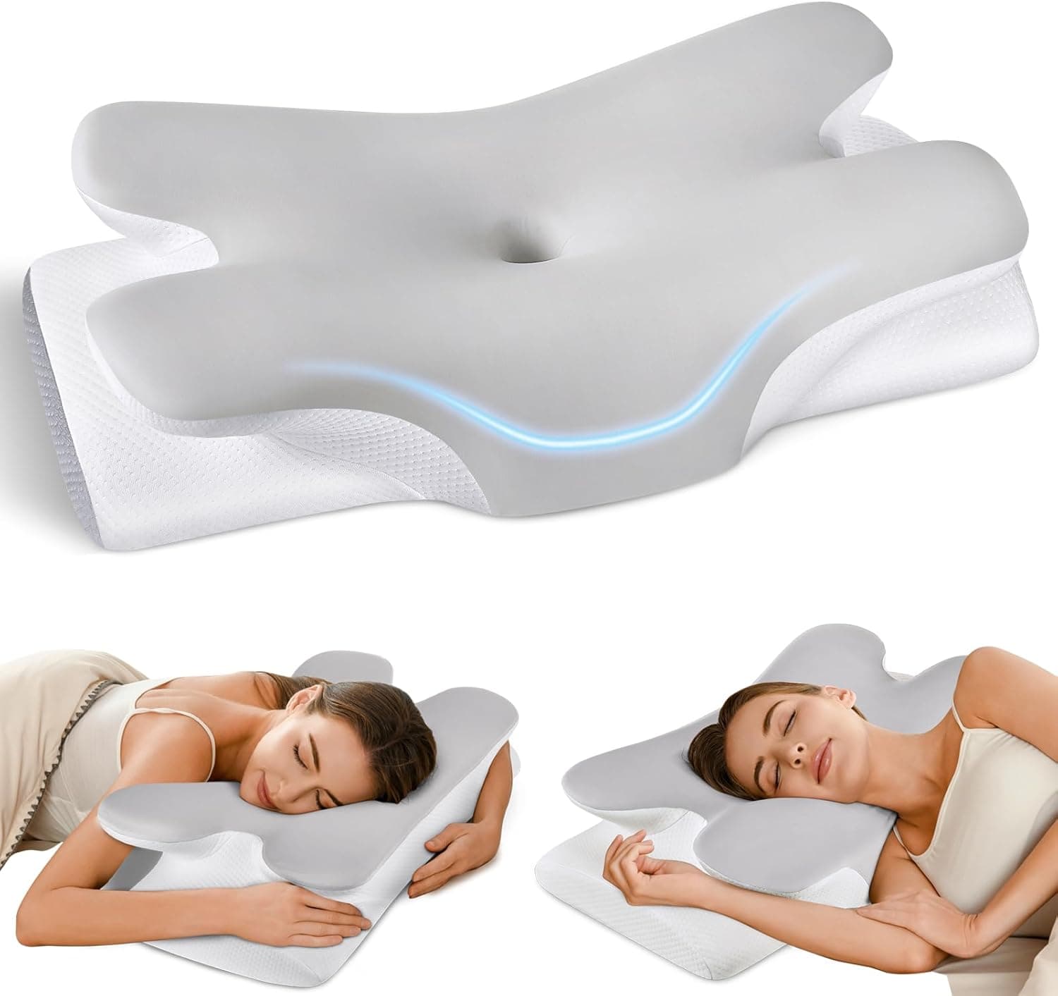 Cervical Neck Pillow for Pain Relief -Ergonomic Side Sleeper Pillow for Sleeping, Contour Memory Foam Pillows for Neck Support, Cooling Orthopedic Bed Rest Pillow for Back and Stomach Sleepers