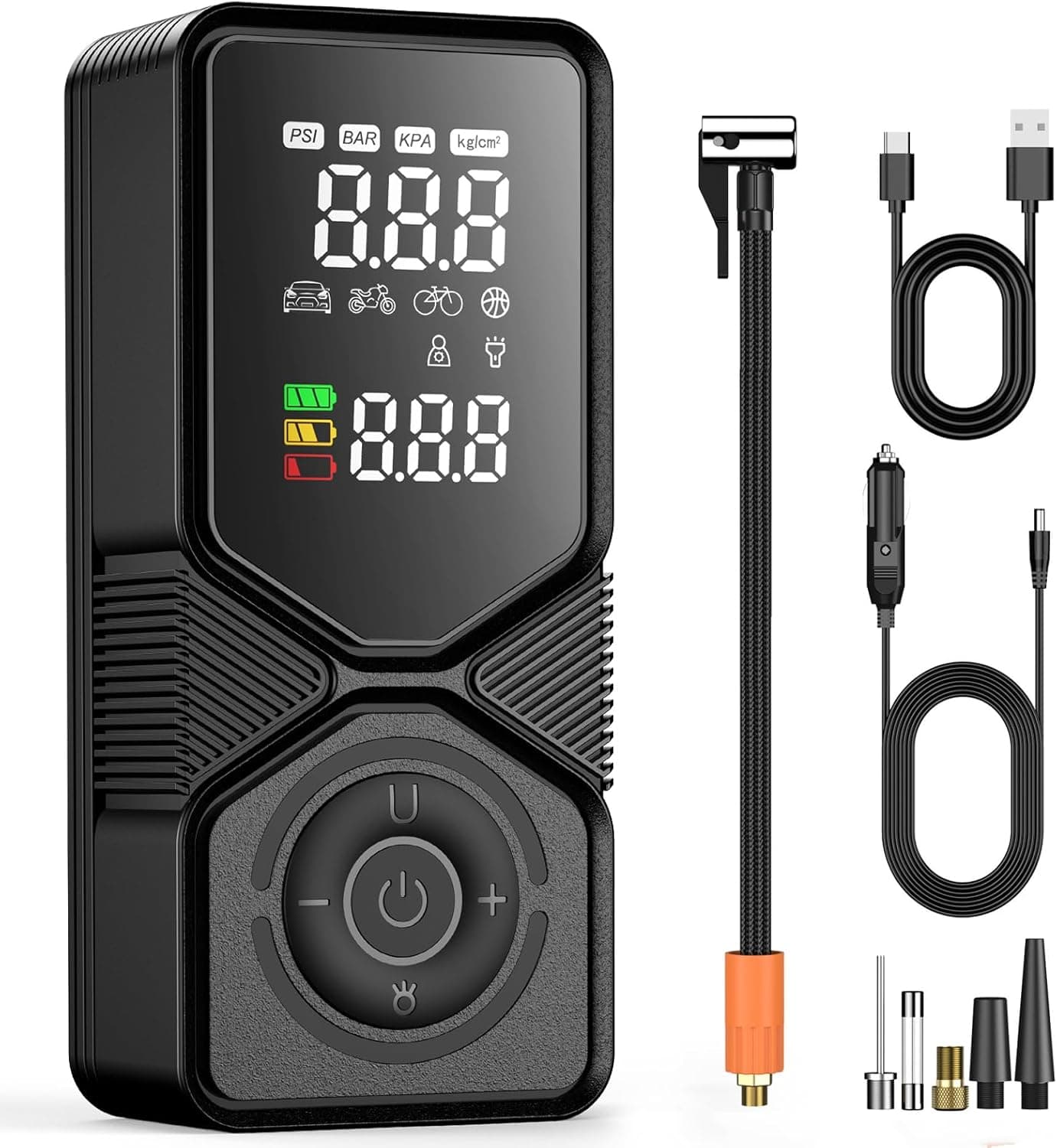 Tire Inflator Portable Air Compressor - 150PSI Cordless Air Pump for Car Tires with Digital Pressure Gauge, Auto Shut Off & LED Emergency Light, 12V DC Power for Car, Bikes, Motorcycles, Balls