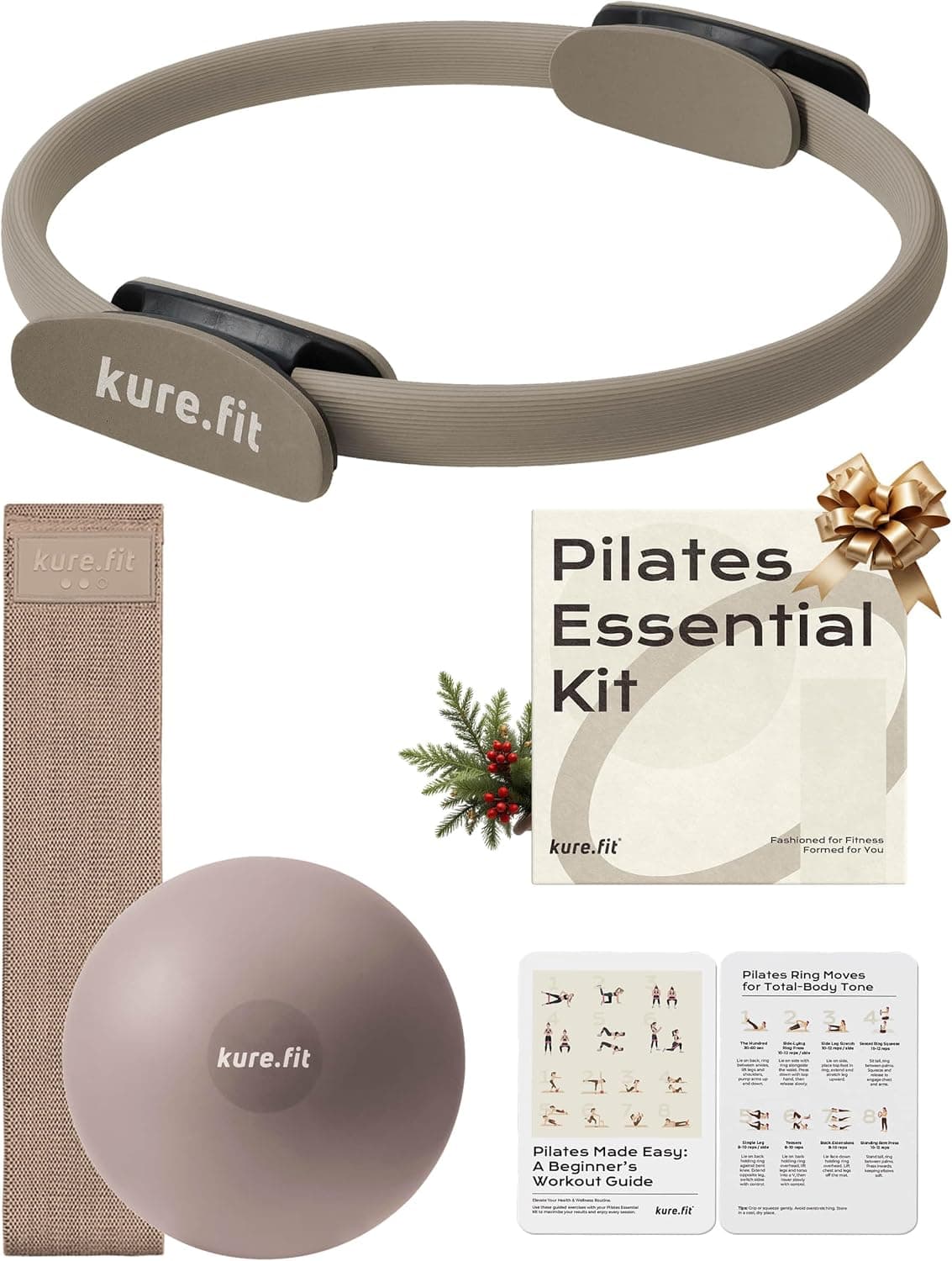 Home Pilates Essentials Kit for Women | Pilates Ring, Mini Ball, Booty Band Set | Pilates Equipment Starter Set in Gift Box | Workout Guide Included