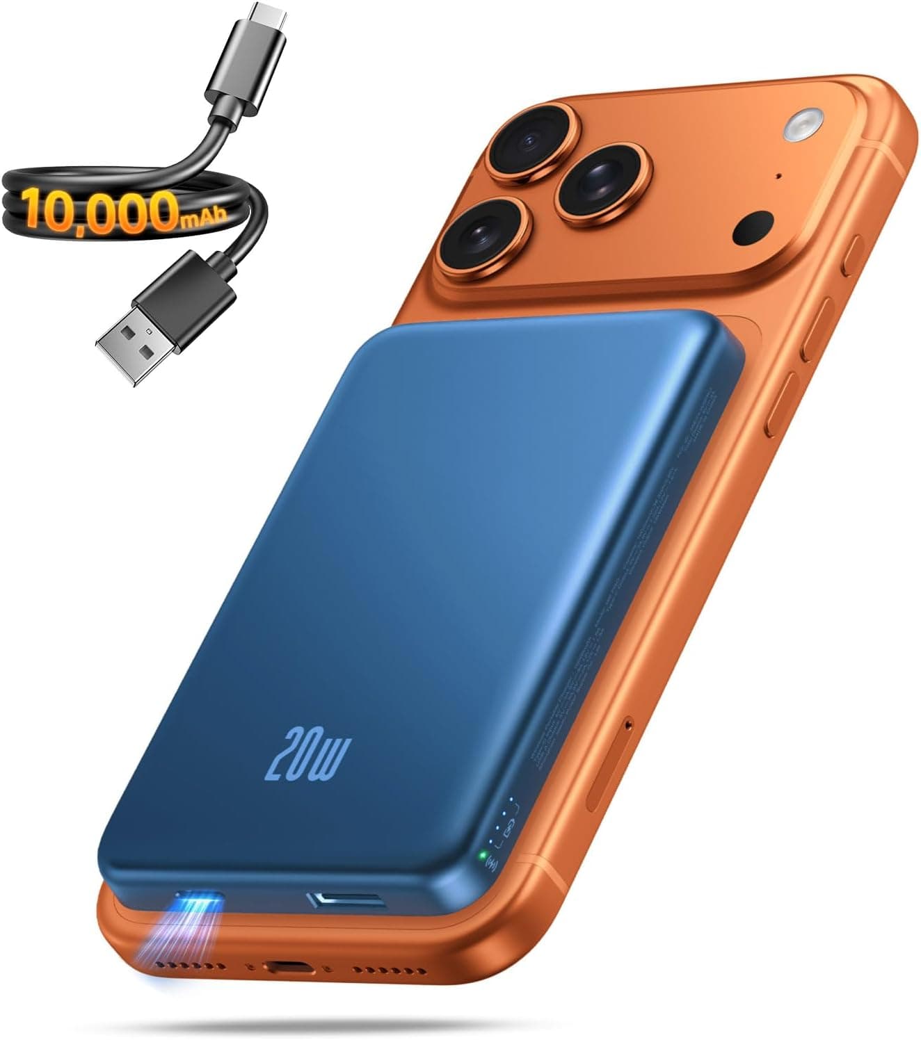 Portable Charger for Magsafe Power Bank - 10000mAh Magnetic Phone Charger, USB-C 20W PD Fast Charging, Slim Wireless Battery Pack for iPhone 17/16/15/14/13/12 Series, for Travel Cruise Essentials