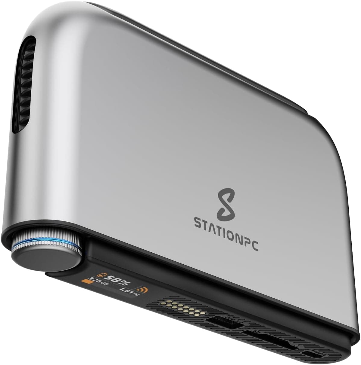 PocketCloud Portable NAS with M.2 NVMe & SD Slots, up to 8TB Capacity (Diskless), One-Click Backup,Supports Wi-Fi 6, LCD Display, App Control, 3200mAhx2 Replaceable Batteries for Outdoor Use