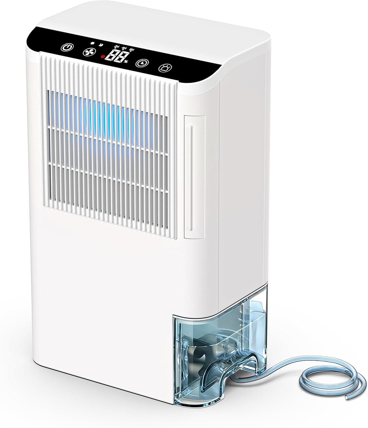 Dehumidifiers for Home, 2000 Sq.Ft Small Dehumidifier with 3.3ft Drain Hose, 2.5L Tank, Timer Sleep Mode, Portable Dehumidifier for Basement, Bedroom, Bathroom (Pure White)