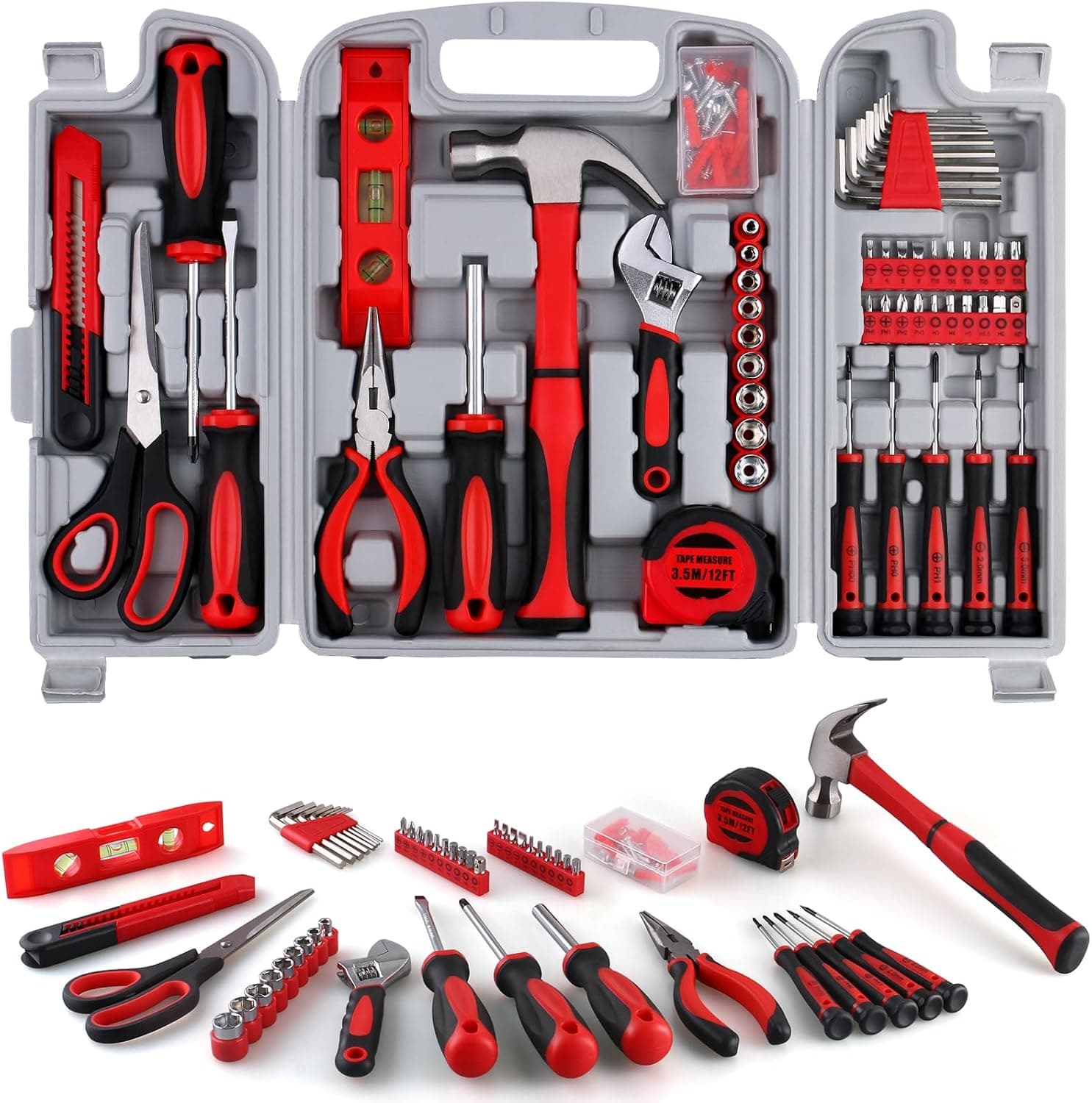 WINNER 156-Piece Delicate All-Purpose Home Tool Kit in Foldable Toolbox, Unisex | Complete and Essential Hand Tools Set for General House Repairs, Dorm, Apartments, Perfect Housewarming & Holiday Gift