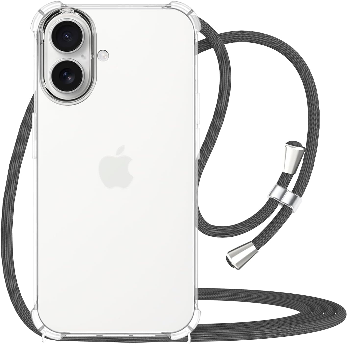 YESPURE for iPhone 17 Phone Case Clear Case Women Adjustable Neck Cord Lanyard Crossbody Strap Cover Transparent Soft Bumper TPU Shockproof Anti-Yellowing Protective Case Cover for iPhone 17 - Gray
