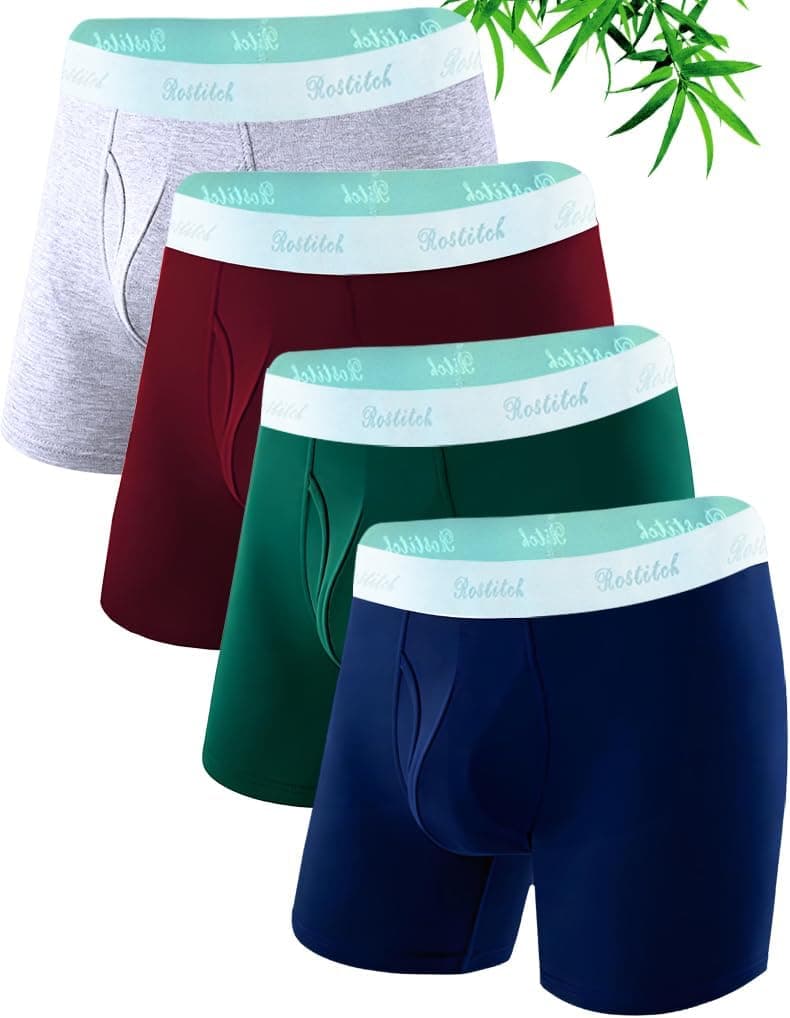 Mens underwear Upgrade bamboo boxer briefs Breathable,cool dry Soft with Fly,Super elasticity,Multipack
