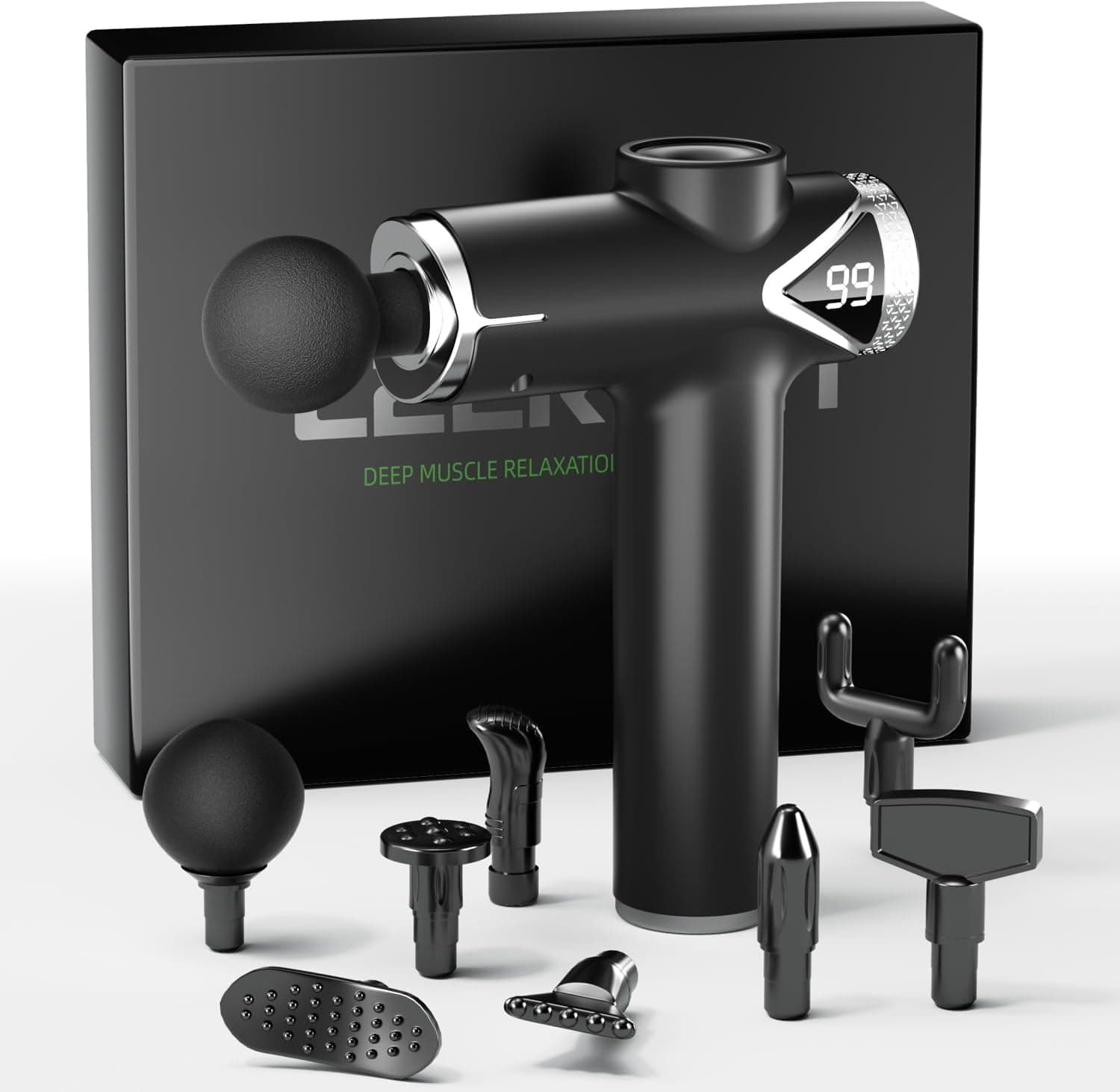 Massage Gun Deep Tissue, Muscle Massage Gun Portable Percussion Massager with 6 Speeds & 8 Attachments for Pain Relief, Gift for Men Women, Black