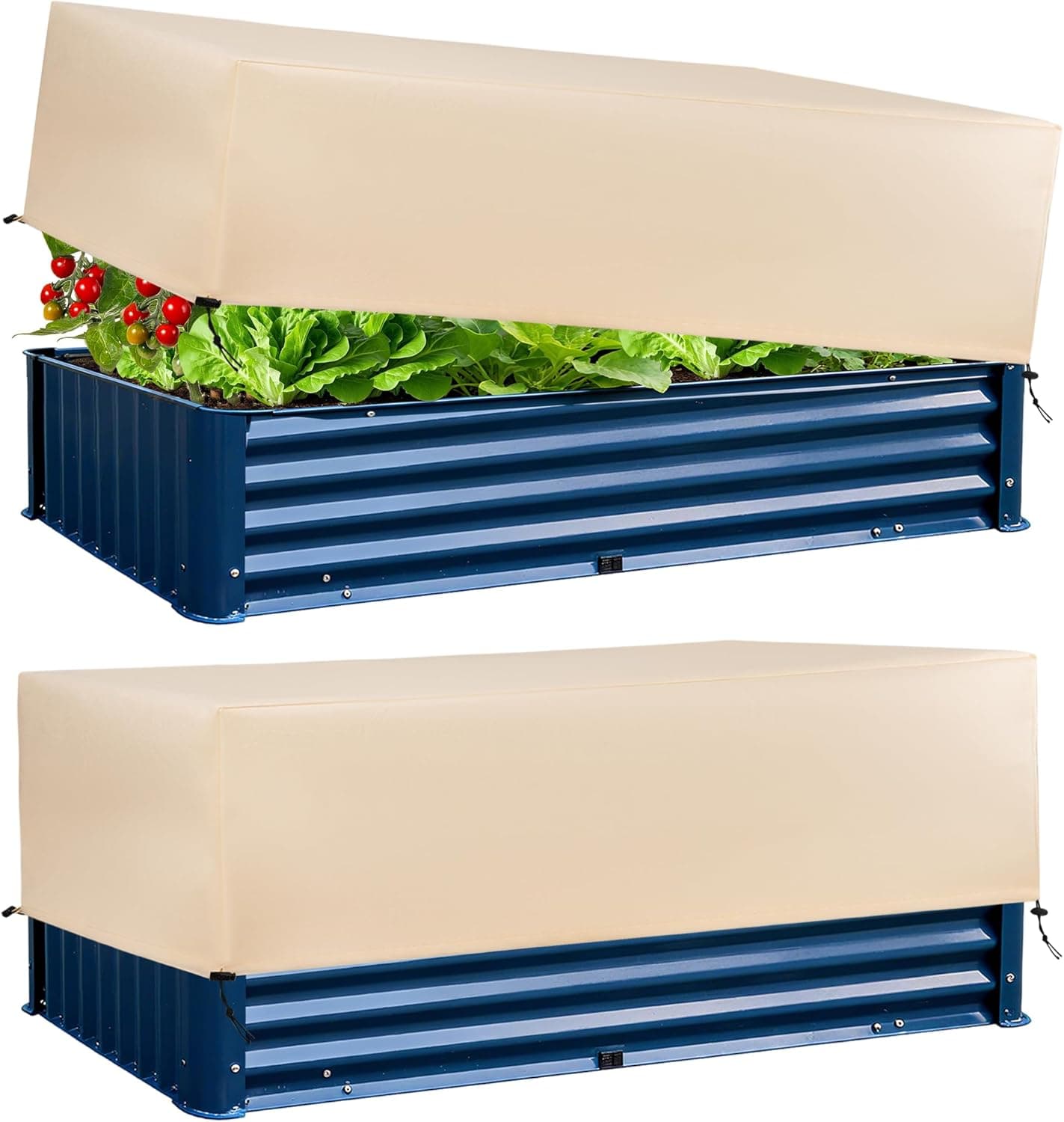 Plant Covers Freeze Protection 2 Pack with Elastic Drawstring, 3.54 oz/yd² Winter Cold Weather Frost Blanket Planter Box Cover for Raised Bed Outdoor Flowers Potted, 59 x 19.6 x 21.6 INCH