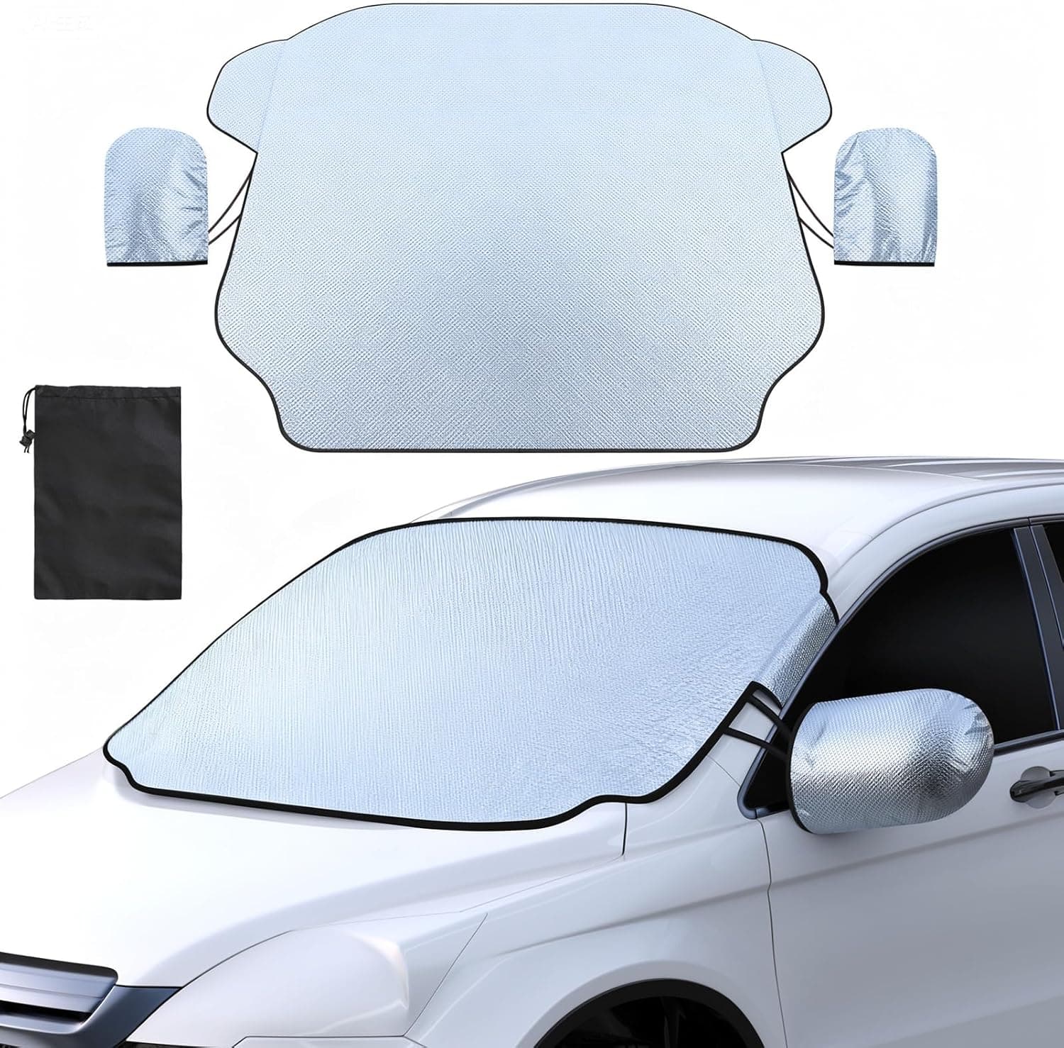 Gintenco Windshield Cover for ice and Snow，Windshield Snow Cover with 600D Oxford Fabric，Magnetic car Anti-Snow Cover with Side Mirror Cover Suitable for Most Vehicle in Winter