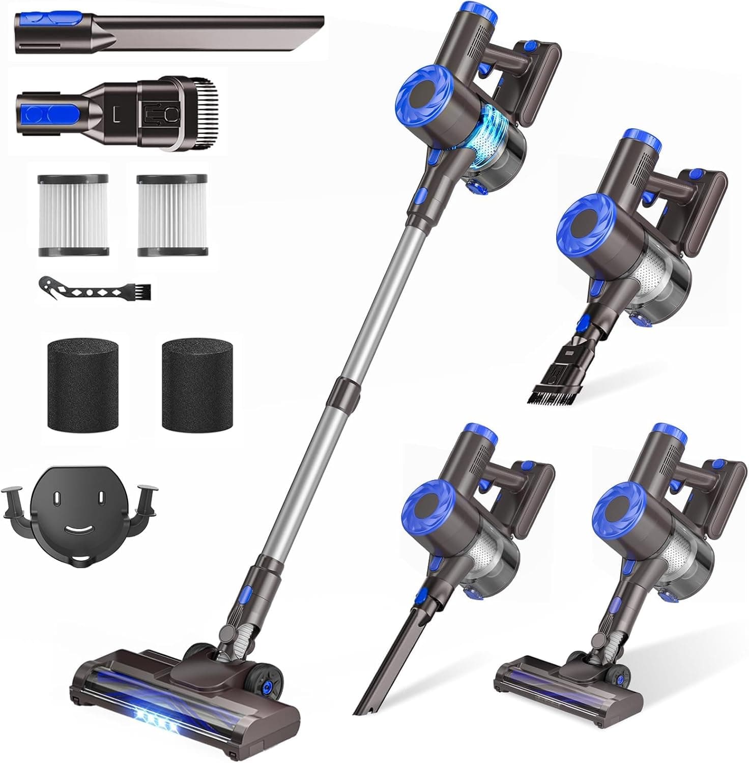 Cordless Vacuum Cleaner, Upgraded 40Kpa Stick Vacuum Cleaners for Home, 8 in 1 Lightweight with Self-Standing, 1.5L Dust Cup & Anti-tangle, Rechargeable Vacuum for Hard Floors Carpets Pet Hair
