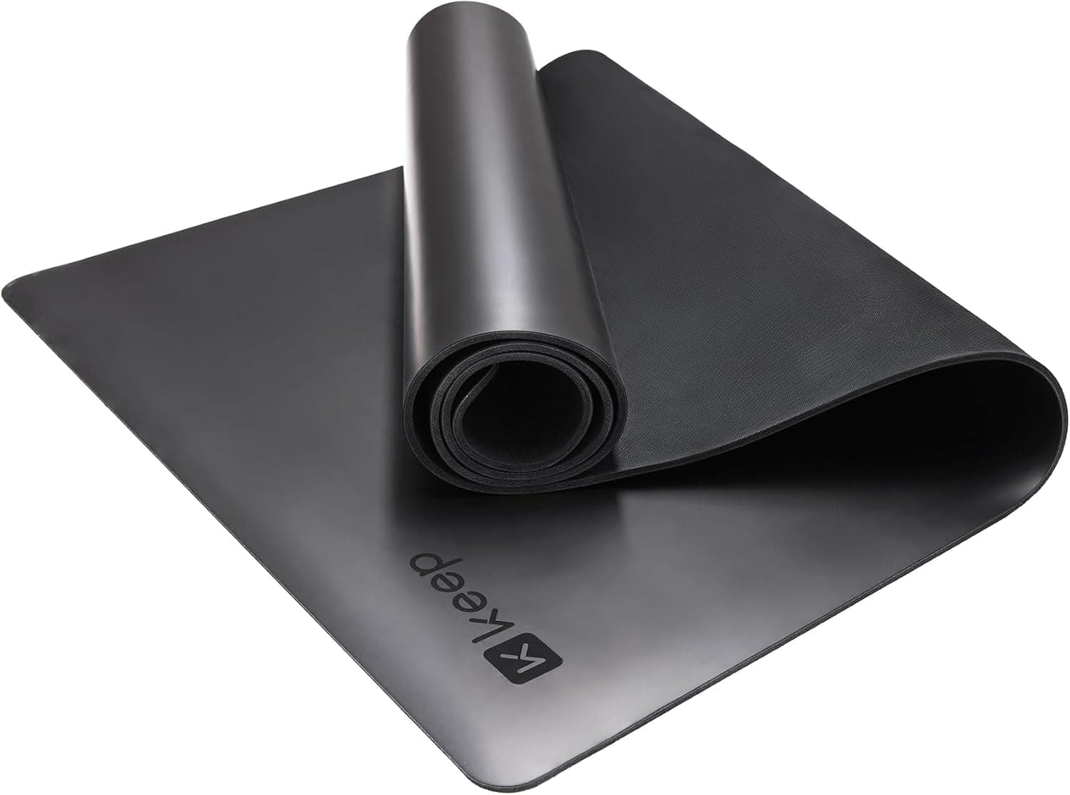 KEEP Rubber Yoga Mat - Professional Sweat Absorbent PU & Natural Rubber. Non Slip Workout Mats for Women & Men, 5mm Thick, 74"x26" Extra Long Wide Pad for Hot Yoga, Pilates, HIIT, Home Gym - Strap Included