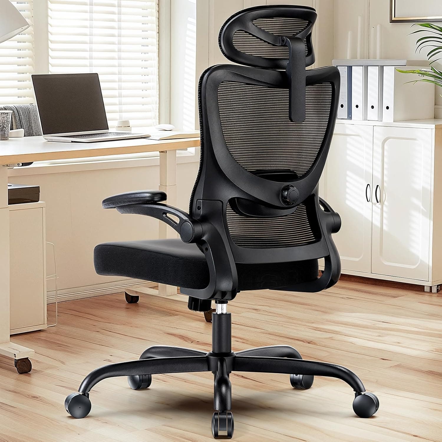 HUANUO Ergonomic Office Chair, High Back Computer Desk Chair with Adjustable Lumbar Support and Headrest, Comfy Gaming Chair with 3D Armrests, Home Office Rolling Chair, Max Load 300 lbs