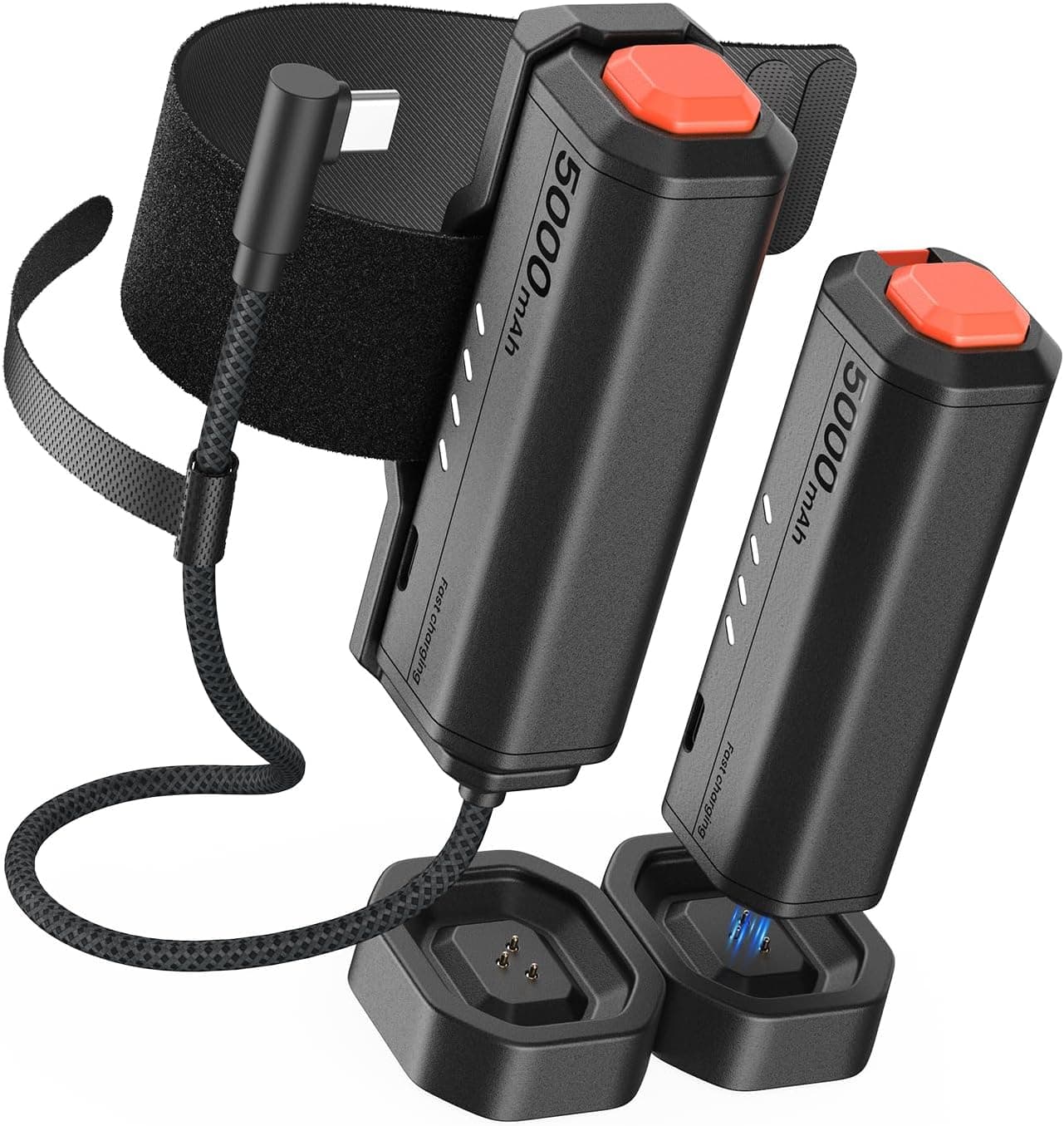 KIWI design P5000 Compact Power Bank, 2 Pack 5000mah Battery Pack Compatible with Meta Quest 3/3S/2/Pro, 20W Fast Charing, Swap for Unlimited Power, Suitable for 360 Camera and All Type-C Devices