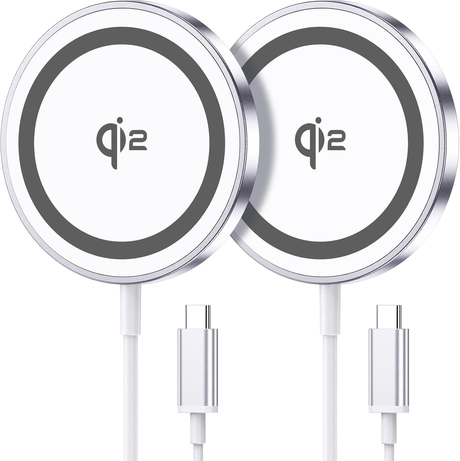 for Mag-Safe Charger 2 Pack,Qi2 Certified 15W Magnetic Wireless Charger Fast Charging Pad for iPhone 17 16 15 14 13 12&Airpods Pro 4 3 2&Samsung Galaxy S25&Pixel 10 Series,Strong Magnet,Ultra-Thin