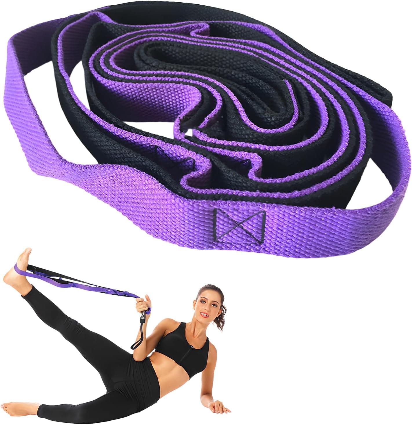 Stretching Strap Yoga Strap – Durable Non-Elastic Design with 10 Loops,Yoga Stretch Straps Ideal for Flexibility Improvement, Pilates, and Post-Workout Relaxation