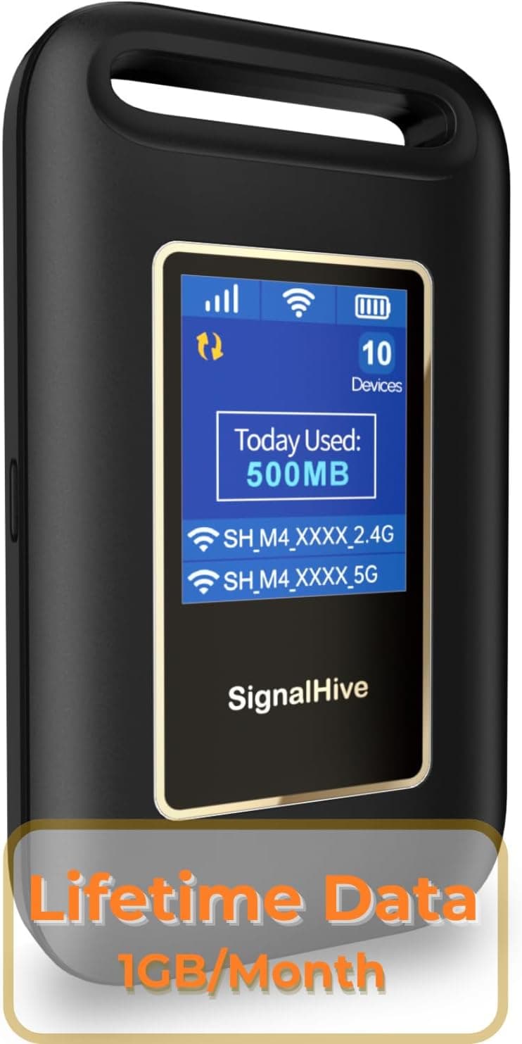 eSIM 4G LTE Mobile Hotspot, Portable WiFi Hotspot for Travel, No SIM Card Required, Secure Internet Device, Connect Up to 10 Devices, Prepaid Monthly Data Included