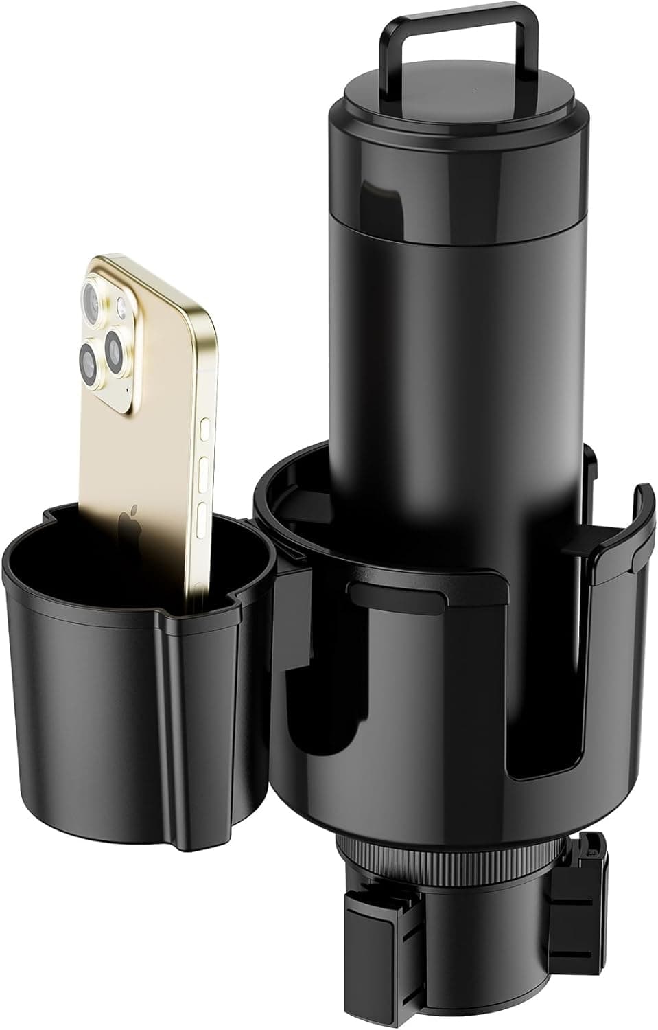 Basix by iOttie Adjustable Dual Cup Holder for Car with Expandable Base, Oversized Main Compartment, Removable Second Cup or Phone Holder Attachment, Fits Most Vehicles