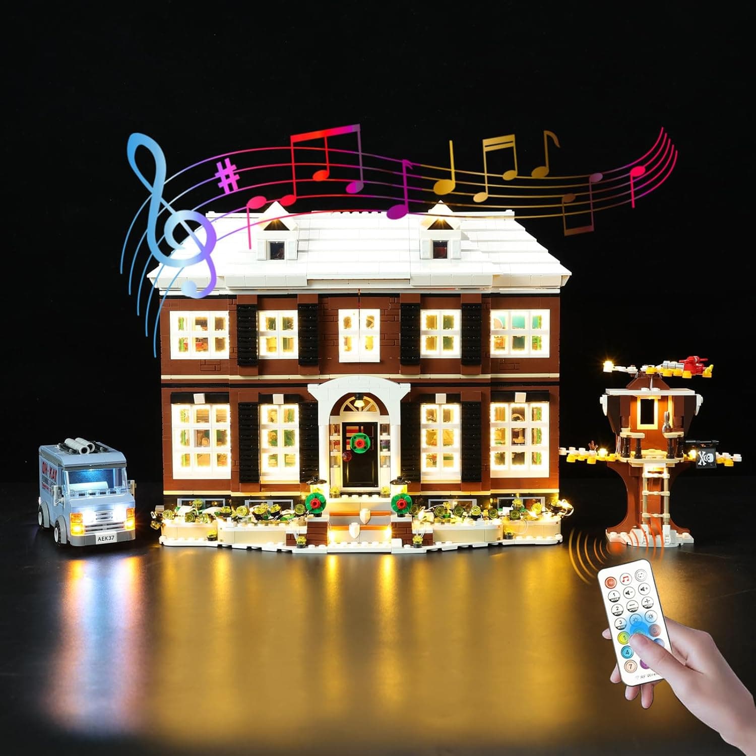 BrickSoul LED RC Light Kit Compatible with Lego Home Alone House 21330 Building Set, Upgrade RC Adjustable Lighting Mode with Music Accessories for Lego Set, Not Included 21330 Model