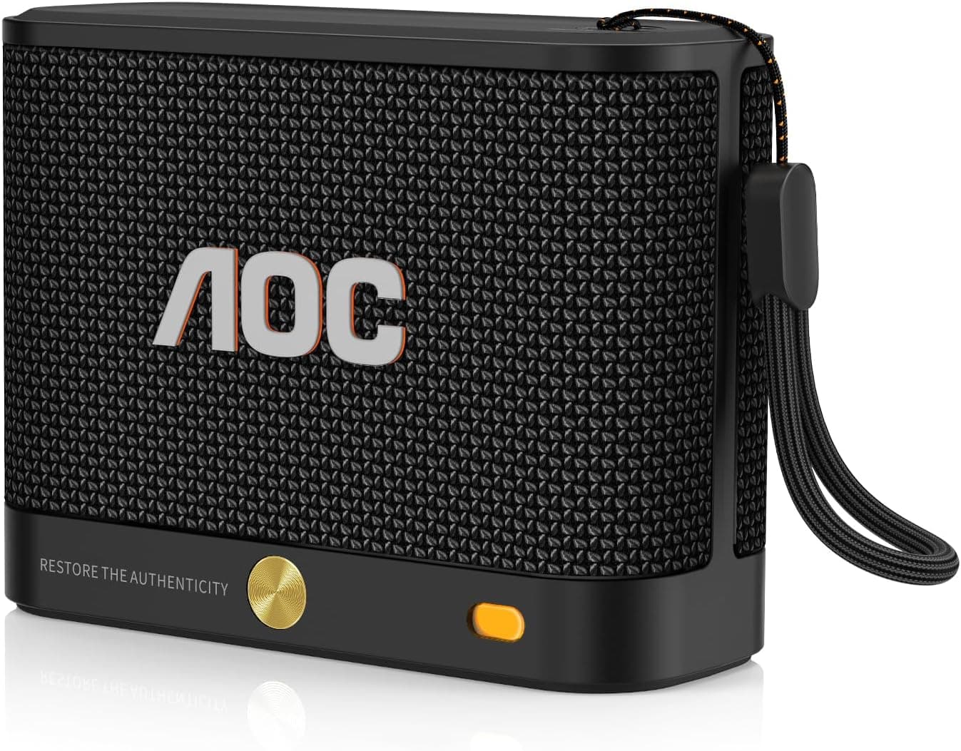AOC Portable Bluetooth Speaker with Stereo Sound, BT 5.4, BassUp, IP65 Waterproof, 30-Hour Playtime, Wireless Stereo Pairing, Compact Small Speaker for Home, Outdoors, Travel, Black
